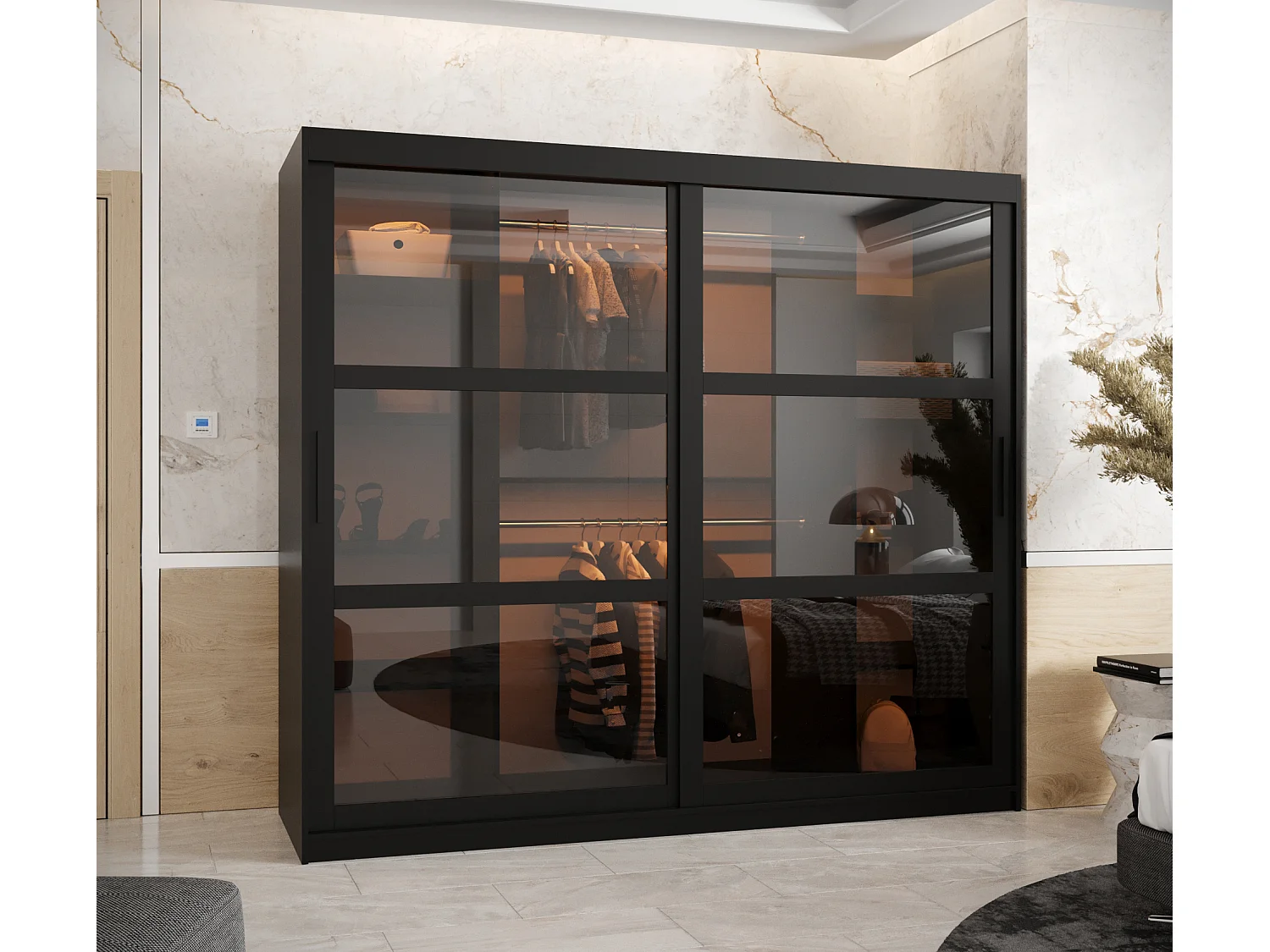 DOME KLEDINGKAST MET SCHUIFDEUREN 200/200/62 2 deuren (zwart)