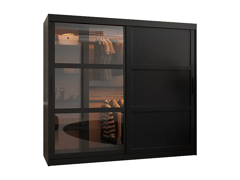 SCHWEBETÜRENSCHRANK DOME 3 200/200/62 2-türig (Schwarz)
