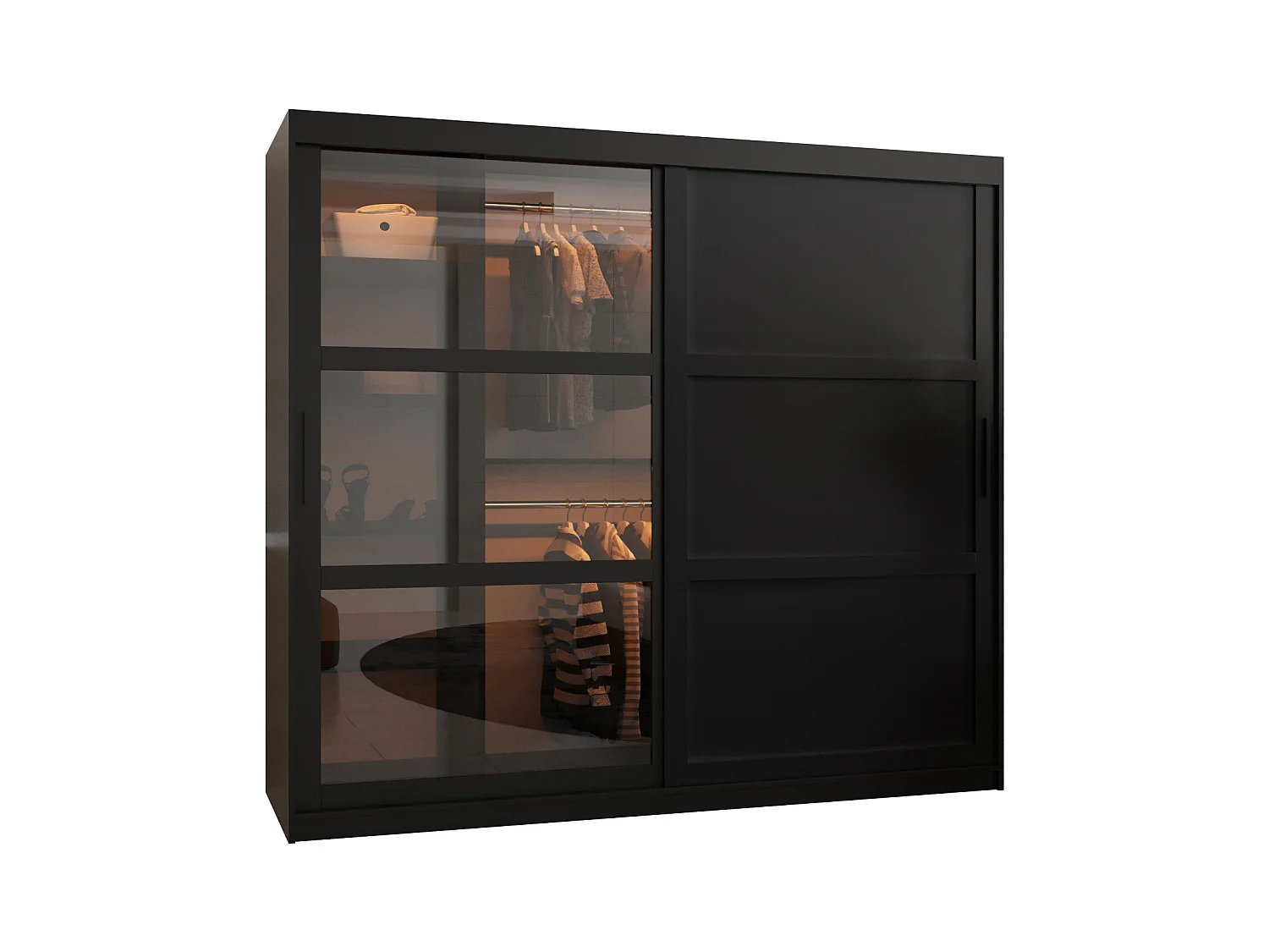 ARMOIRE DOME 3 À PORTES COULISSANTES 200/200/62 2 Portes (negro)