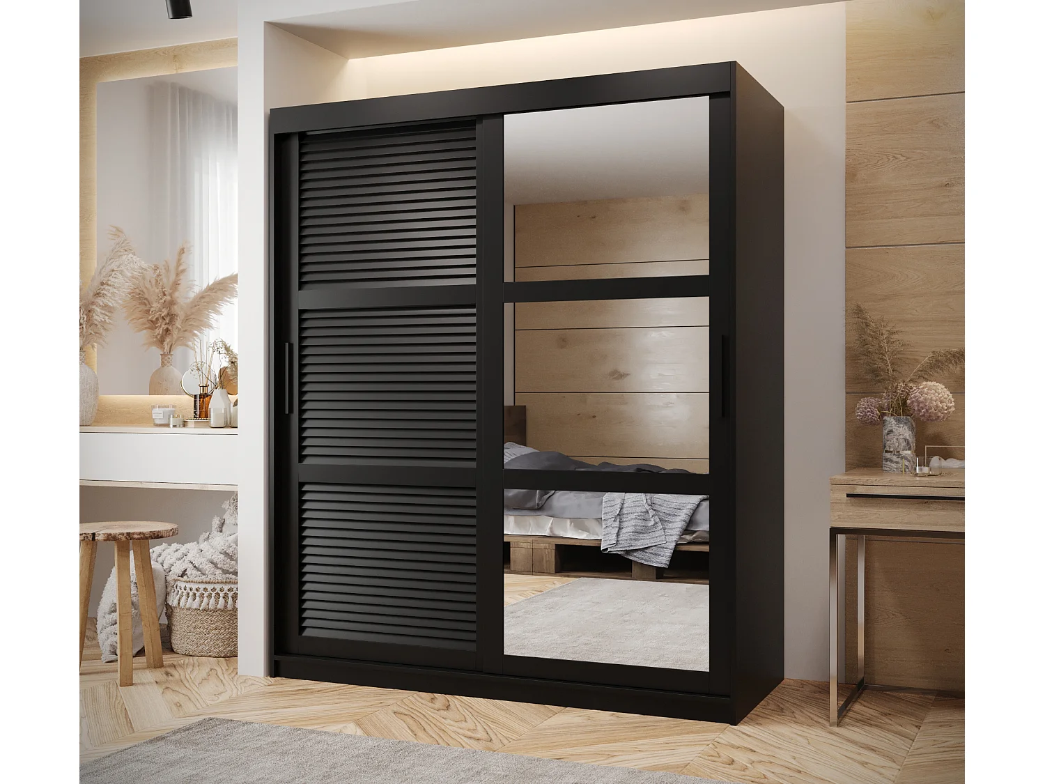 ARMOIRE ZALUZJA 2 À PORTES COULISSANTES 200/150/62 2 Portes (negro)