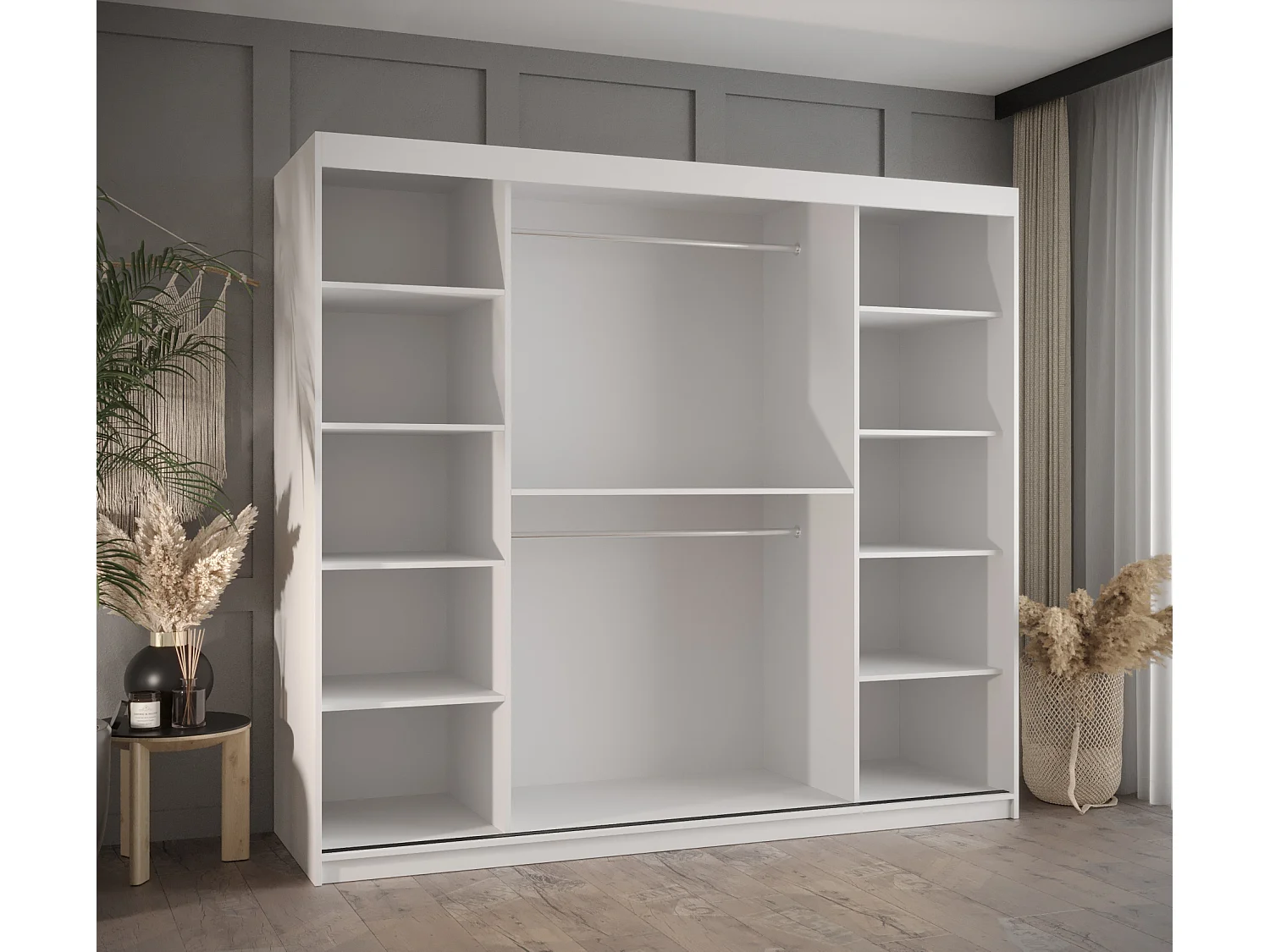 SCHWEBETÜRENSCHRANK PLECIONKA 3 200/200/62 2-türig (Weiß)