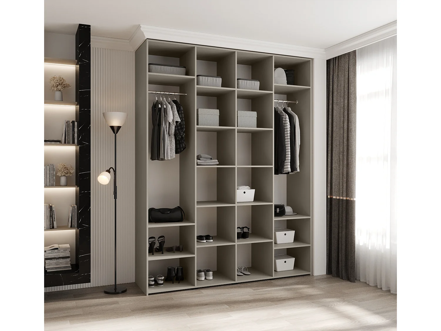 Drehtürenschrank Como 4 245,5/190/50 4-türig (Kaschmir/Gold)