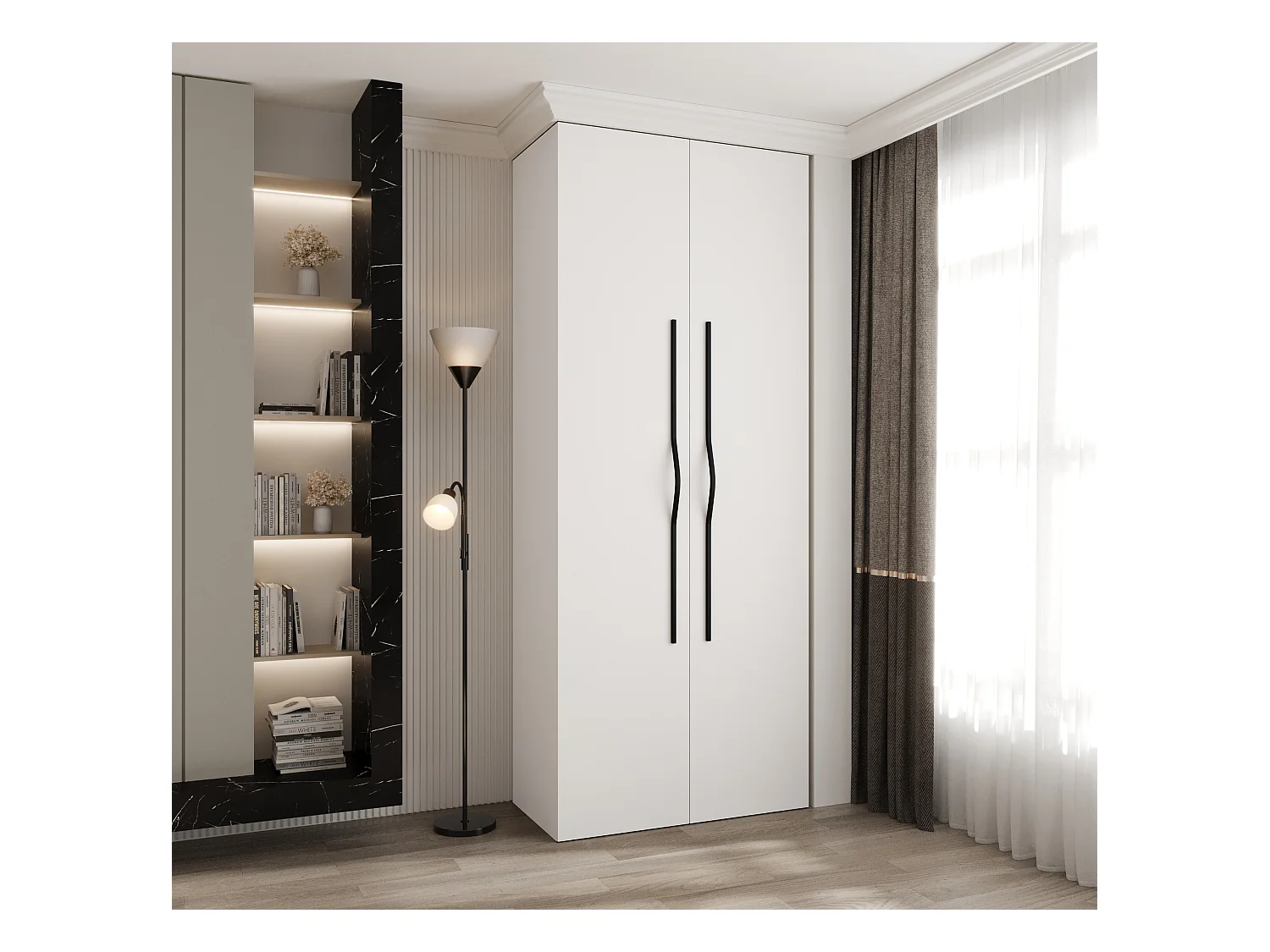 Drehtürenschrank Como 2 245,5/100/40 2-türig (Weiß/Schwarz)