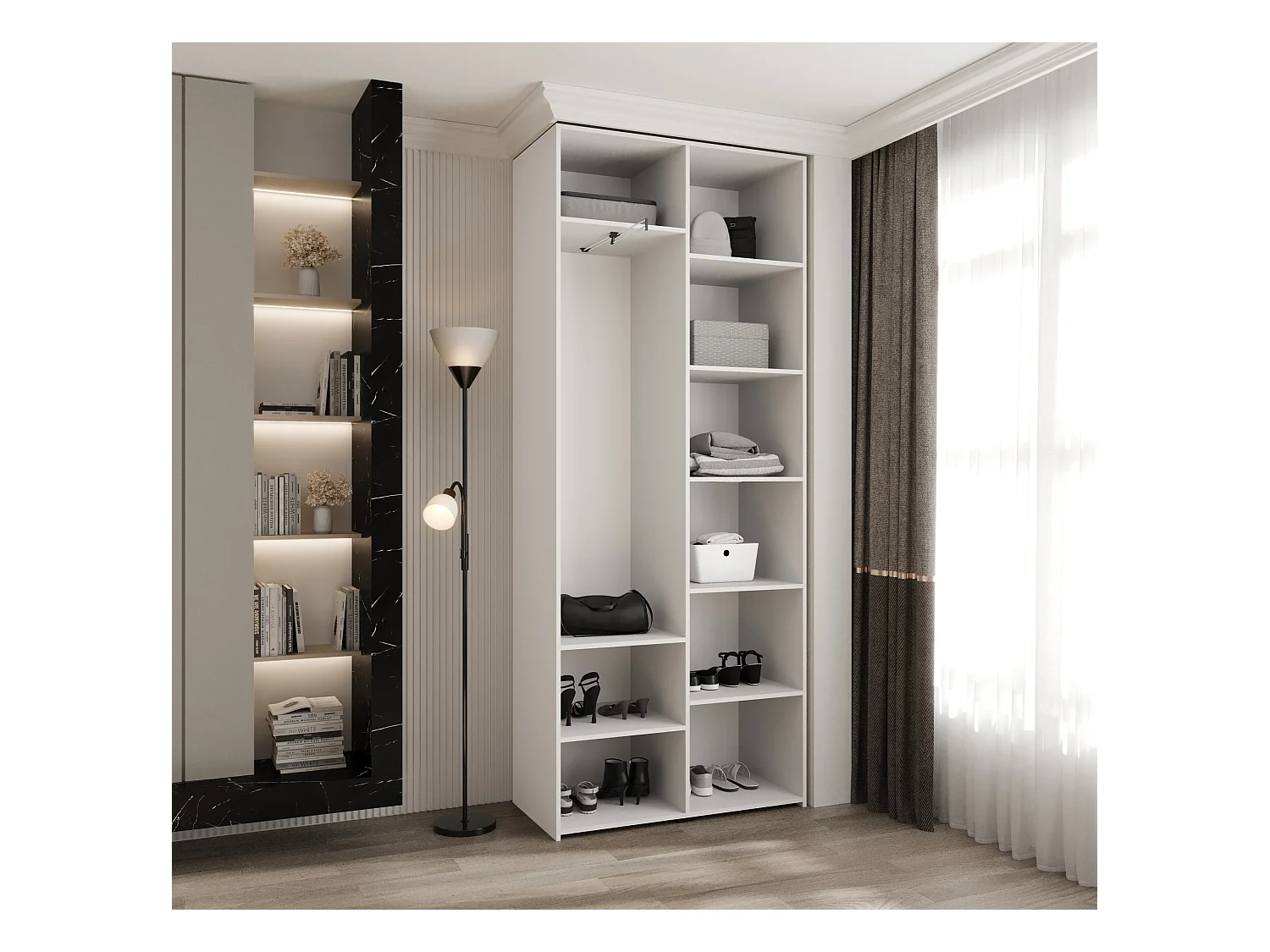 Drehtürenschrank Como 2 245,5/100/40 2-türig (Weiß/Schwarz)