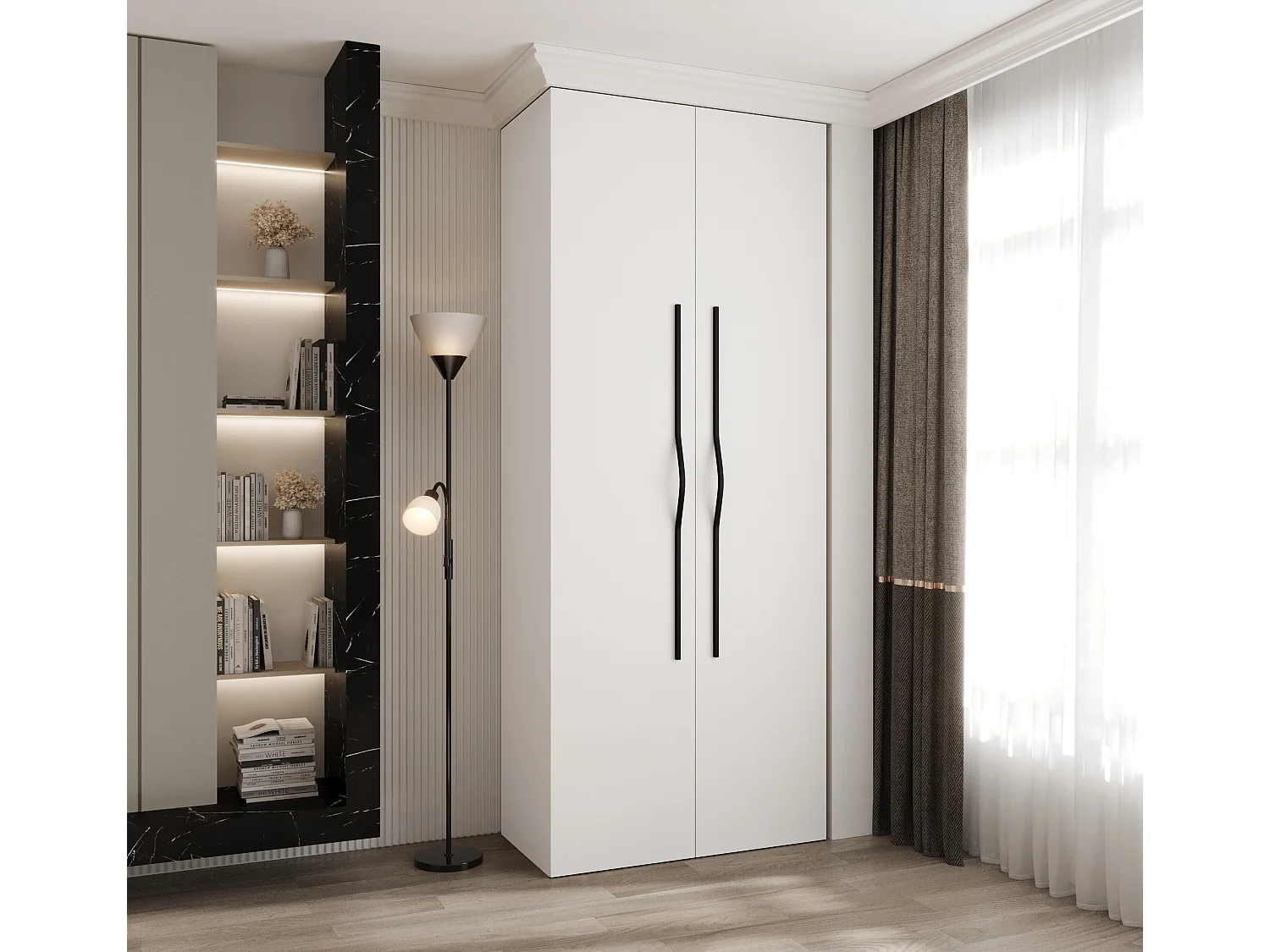 Armoire à portes battantes Como 2 245,5/100/40 2 portes (blanc/noir)