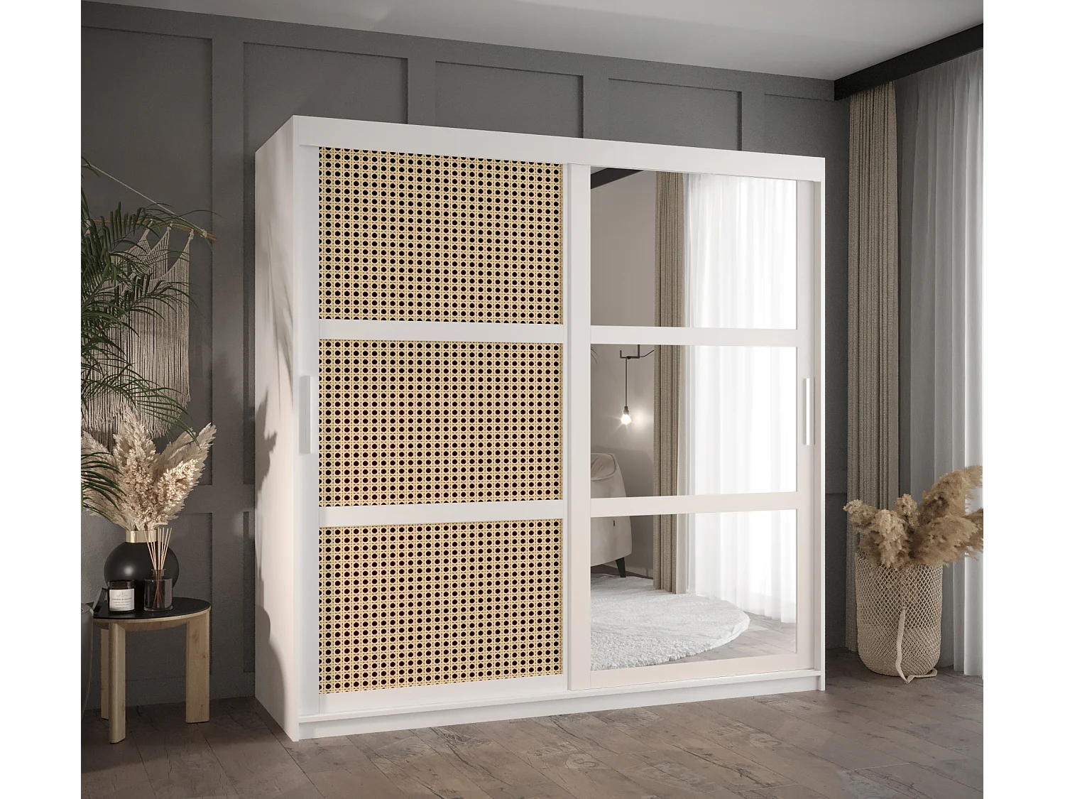 SCHWEBETÜRENSCHRANK PLECIONKA 2 200/180/62 2-türig (Weiß)