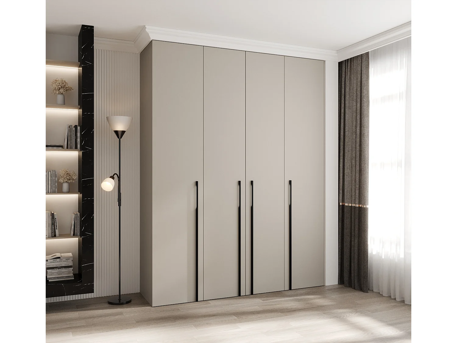 Armoire à portes battantes Como 3 245,5/190/50 4 portes (cachemire/noir)