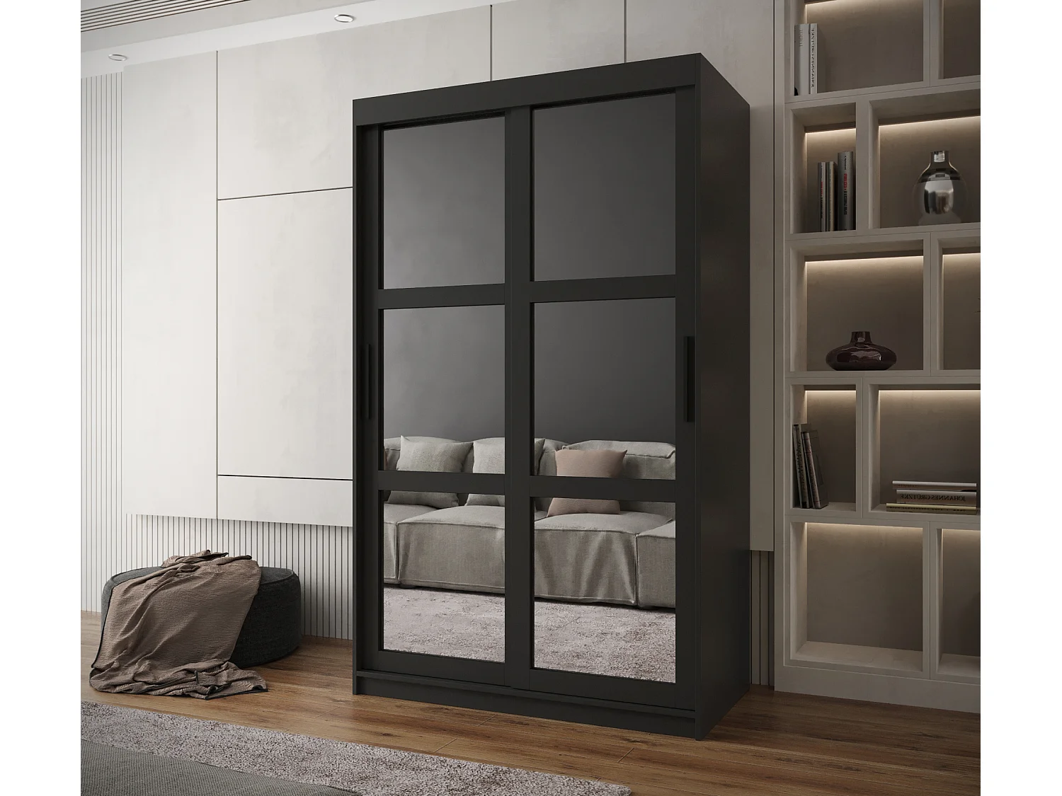 ARMOIRE MIROR À PORTES COULISSANTES 200/120/62 2 Portes (negro)