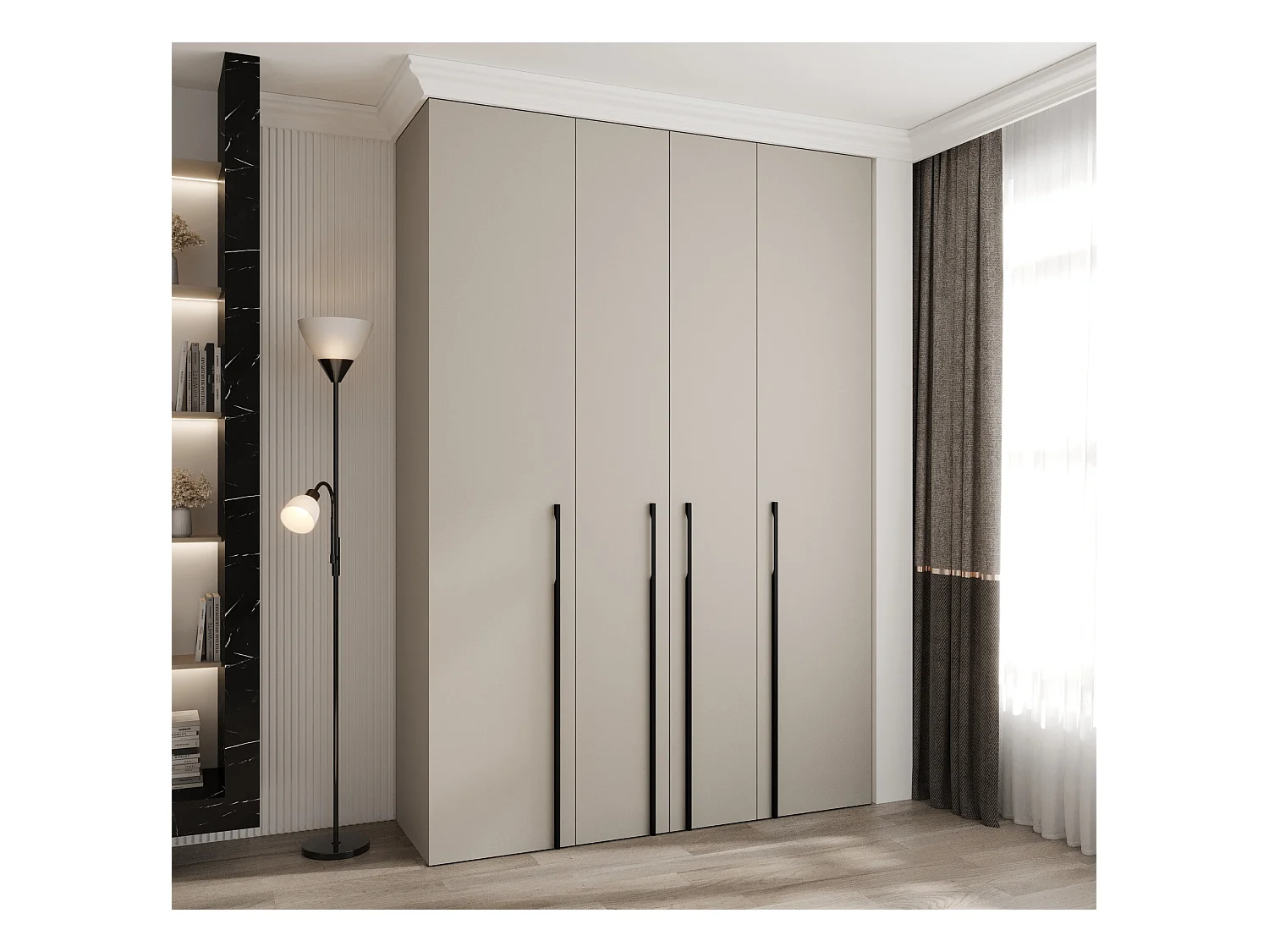 Armoire à portes battantes Como 3 245,5/170/50 4 portes (cachemire/noir)