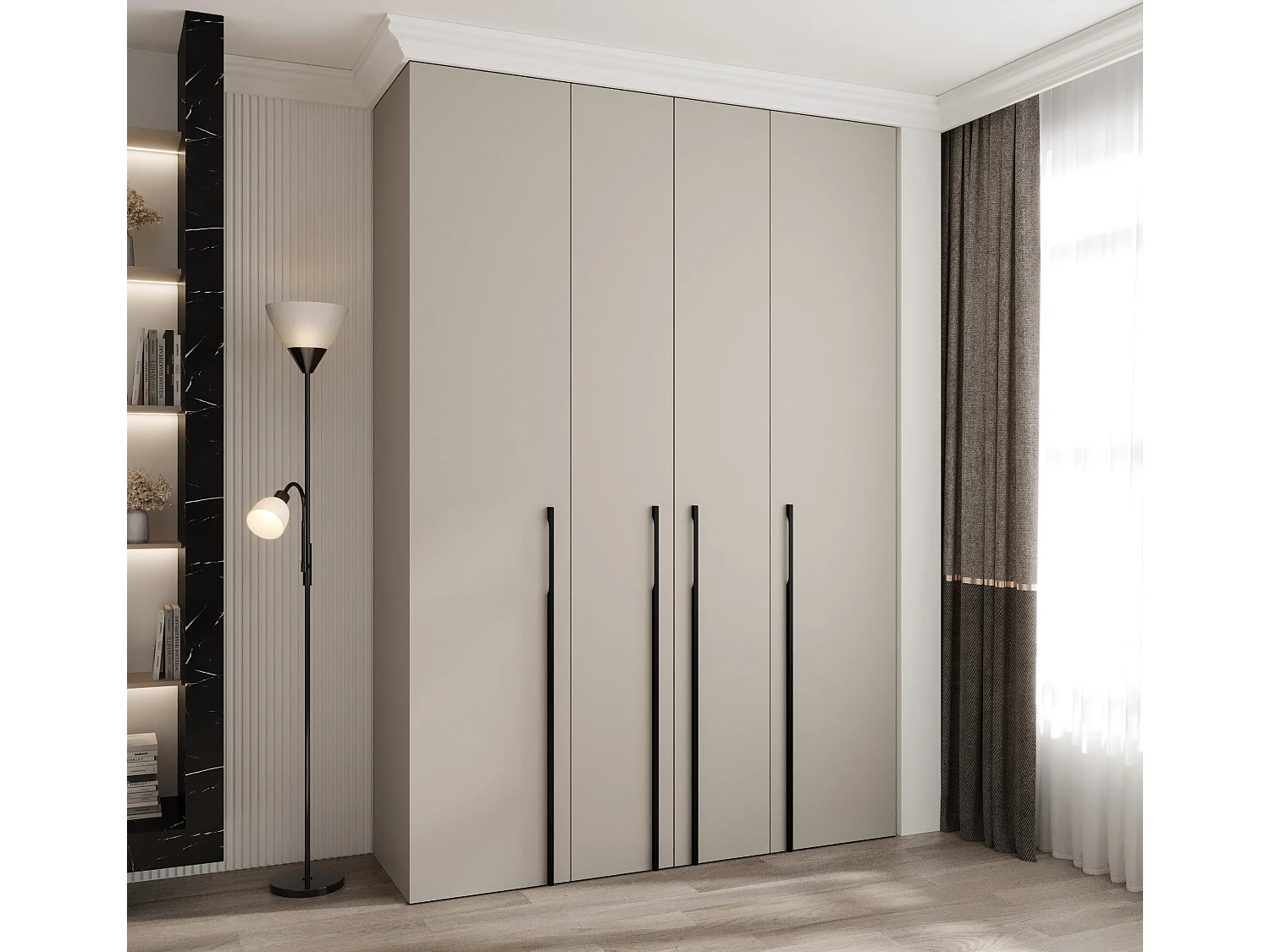 Armadio Como 3 a ante battenti 245,5/170/50 4 porte (cashmere/nero)