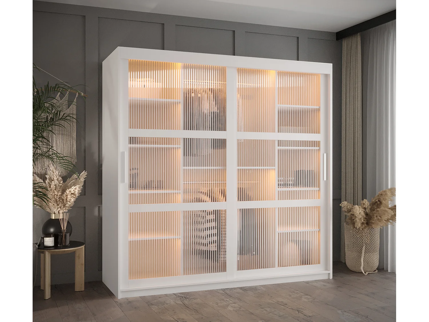 ARMOIRE FLUTES À PORTES COULISSANTES 200/180/62 2 Portes (blanc)