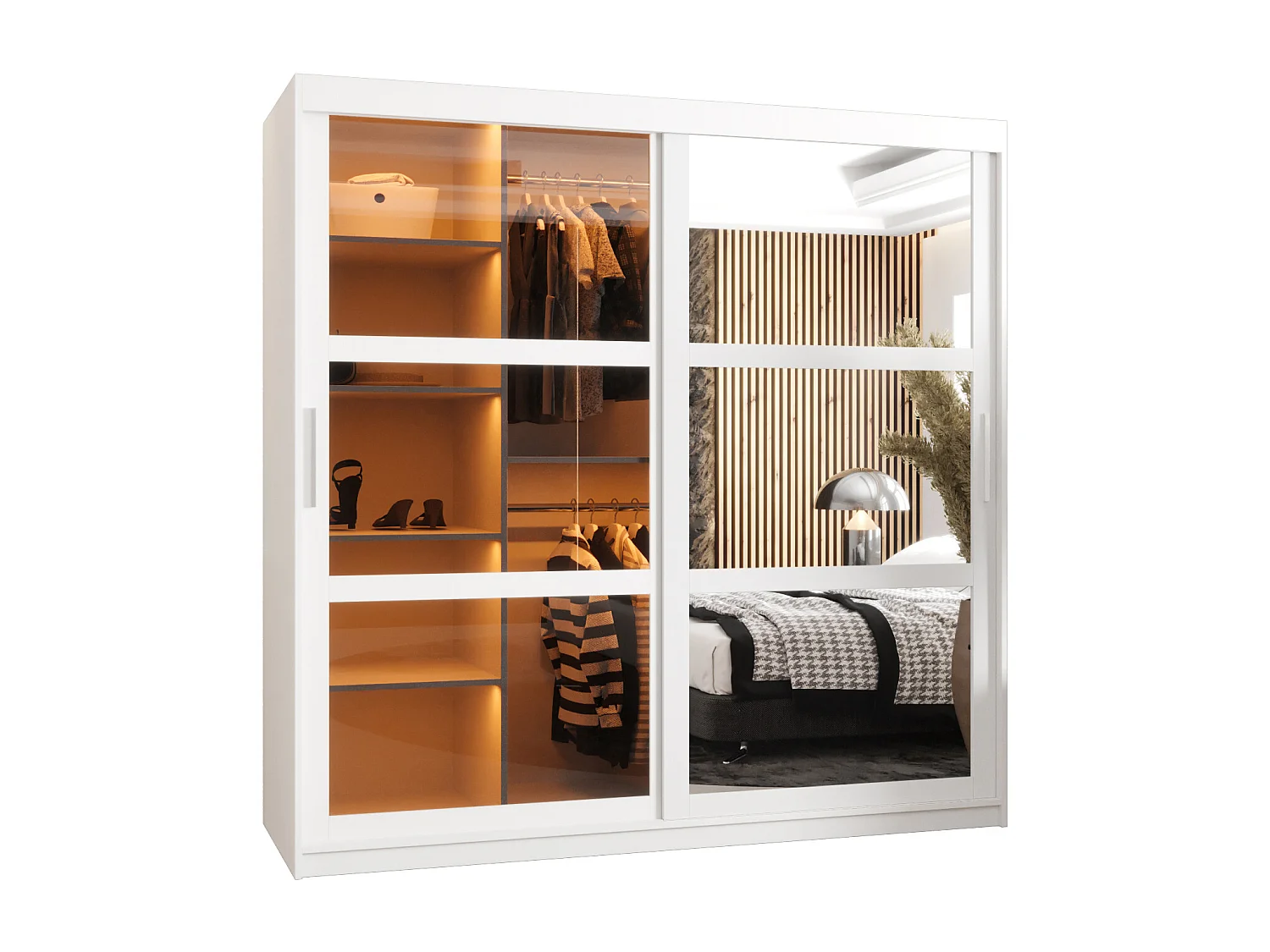 ARMADIO DOME 2 AD ANTE SCORREVOLI 200/180/62 2 porte (Bianco)