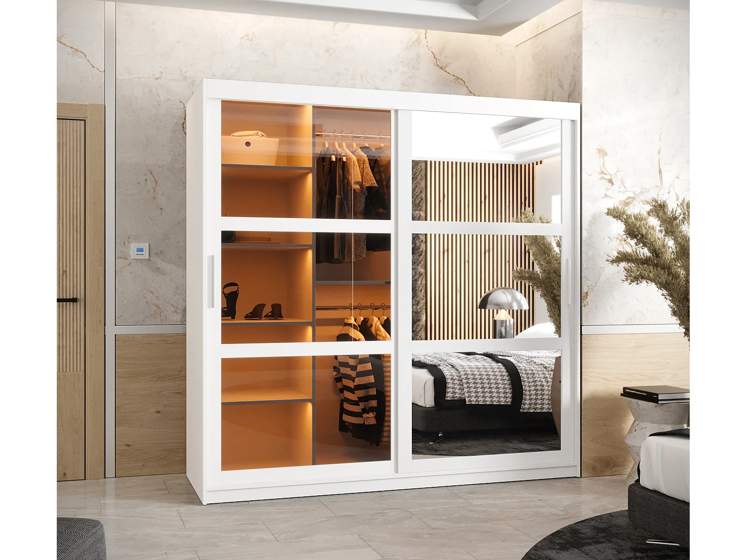 ARMADIO DOME 2 AD ANTE SCORREVOLI 200/180/62 2 porte (Bianco)