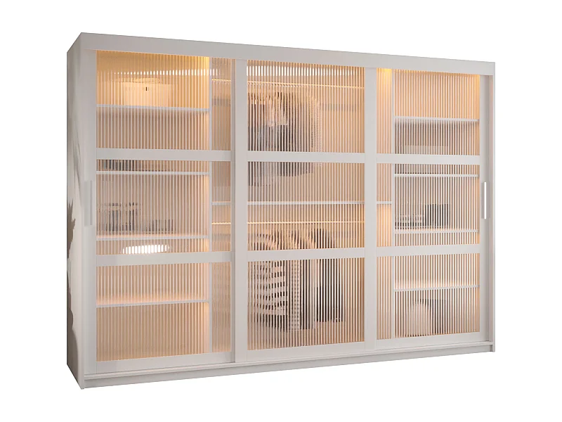 SCHWEBETÜRENSCHRANK FLUTES 200/250/62 3-türig (Weiß)