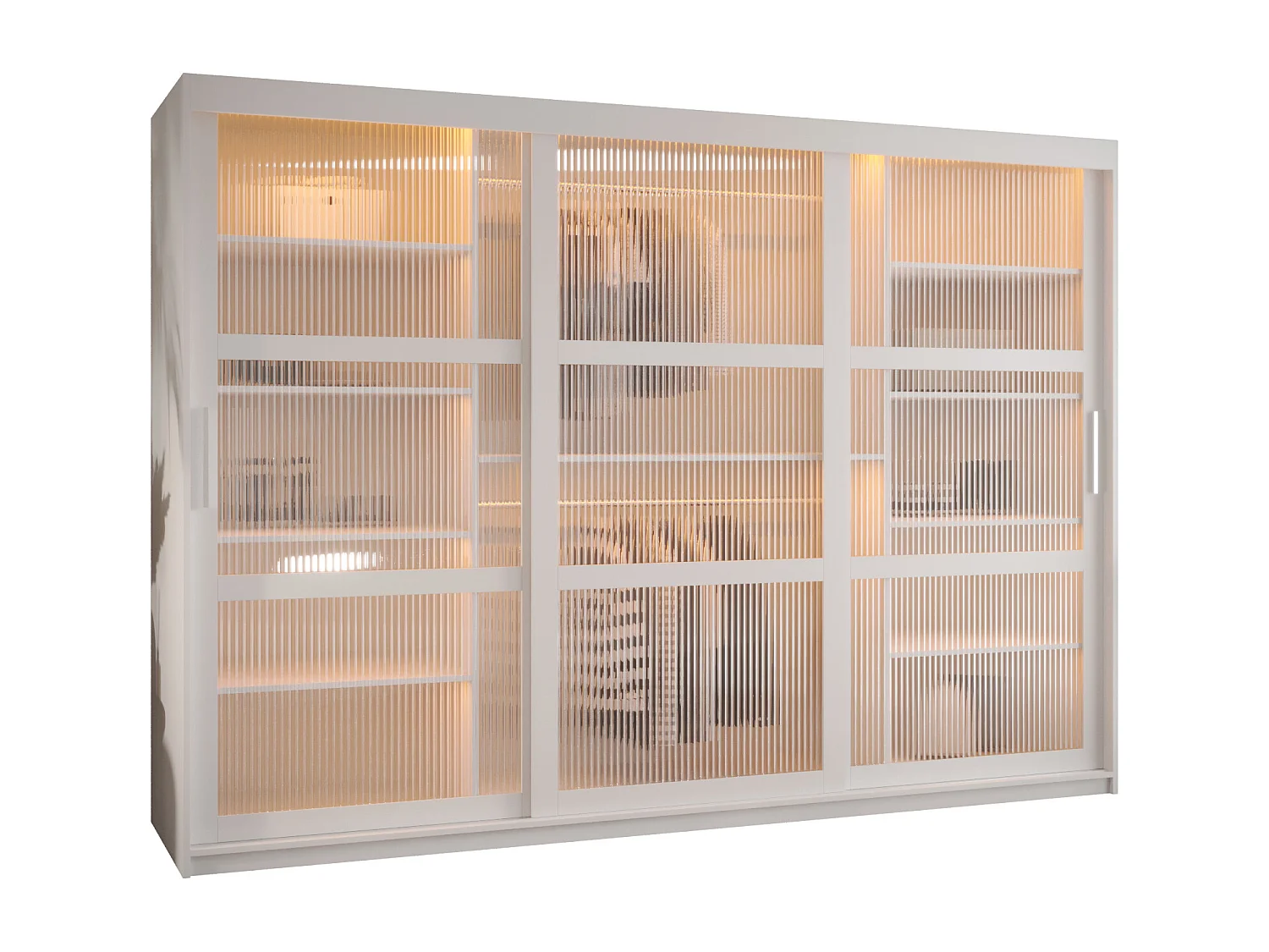 SCHWEBETÜRENSCHRANK FLUTES 200/250/62 3-türig (Weiß)