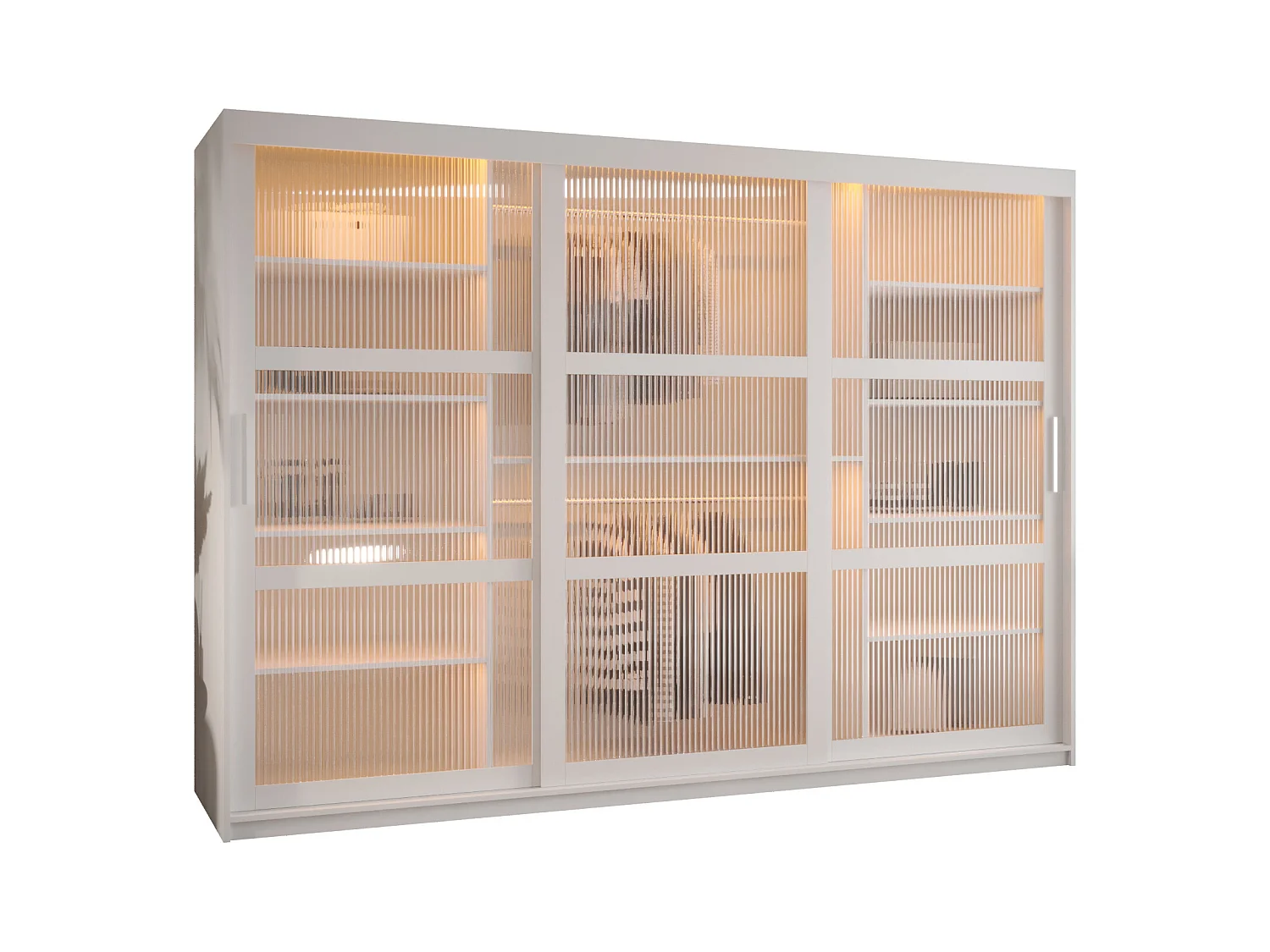 ARMOIRE FLUTES À PORTES COULISSANTES 200/250/62 3 Portes (blanc)
