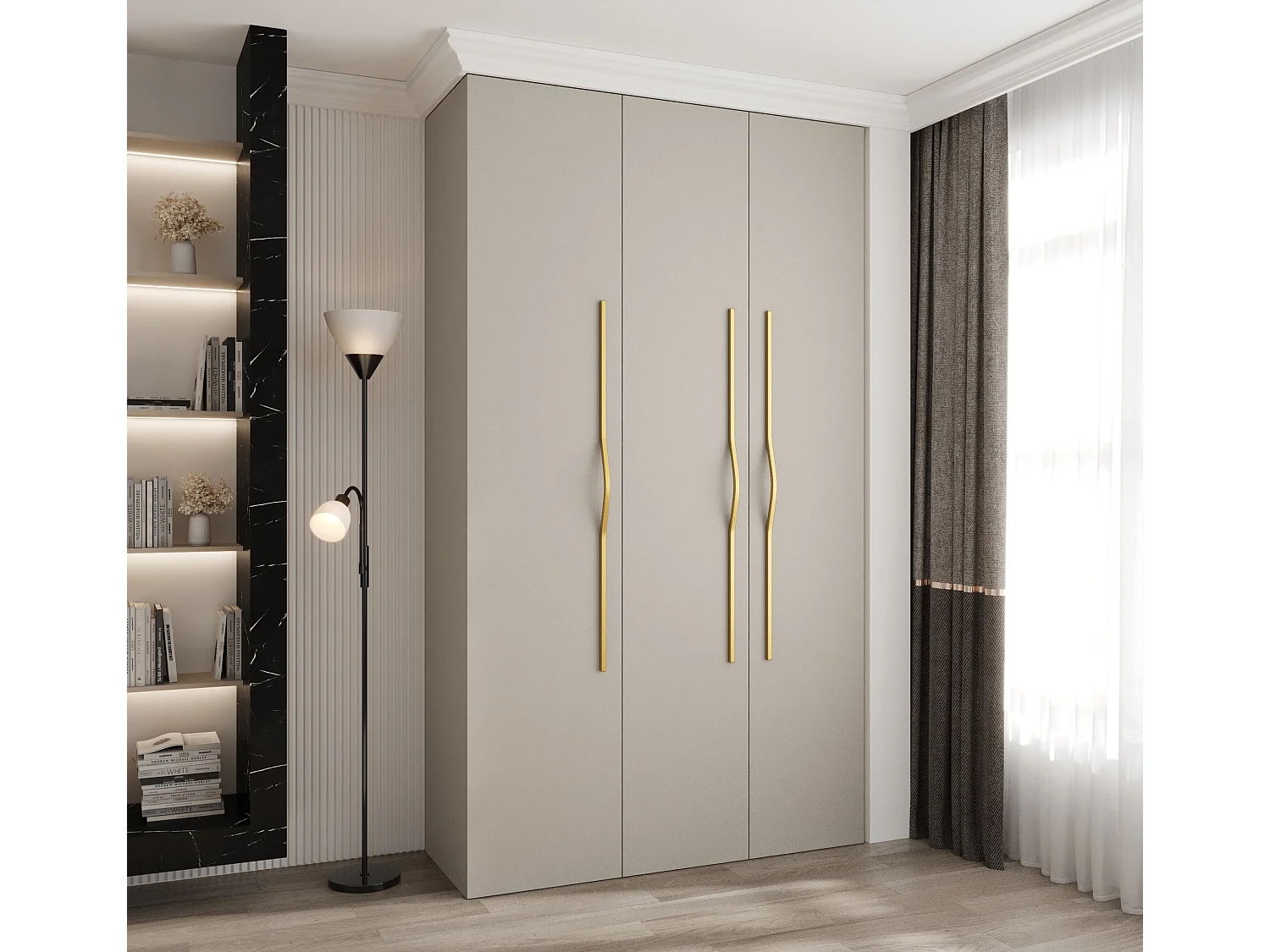 Armoire à portes battantes Como 2 245,5/140/50 3 portes (cachemire/or)