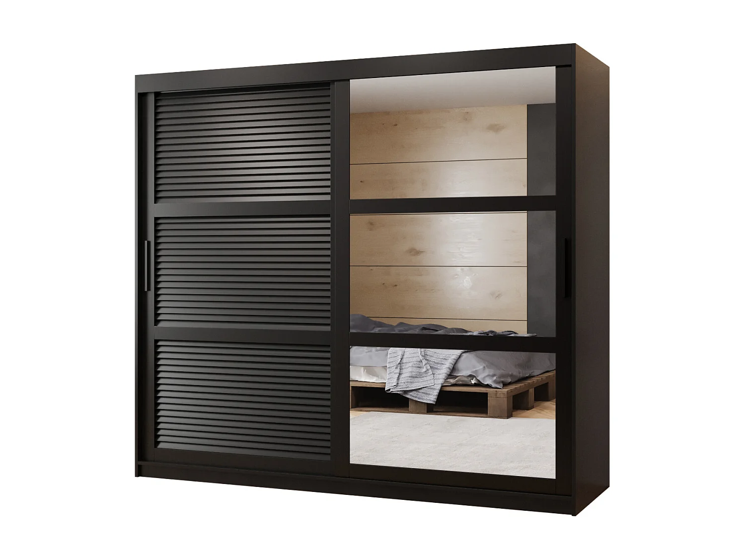 SCHWEBETÜRENSCHRANK ZALUZJA 2 200/200/62 2-türig (Schwarz)