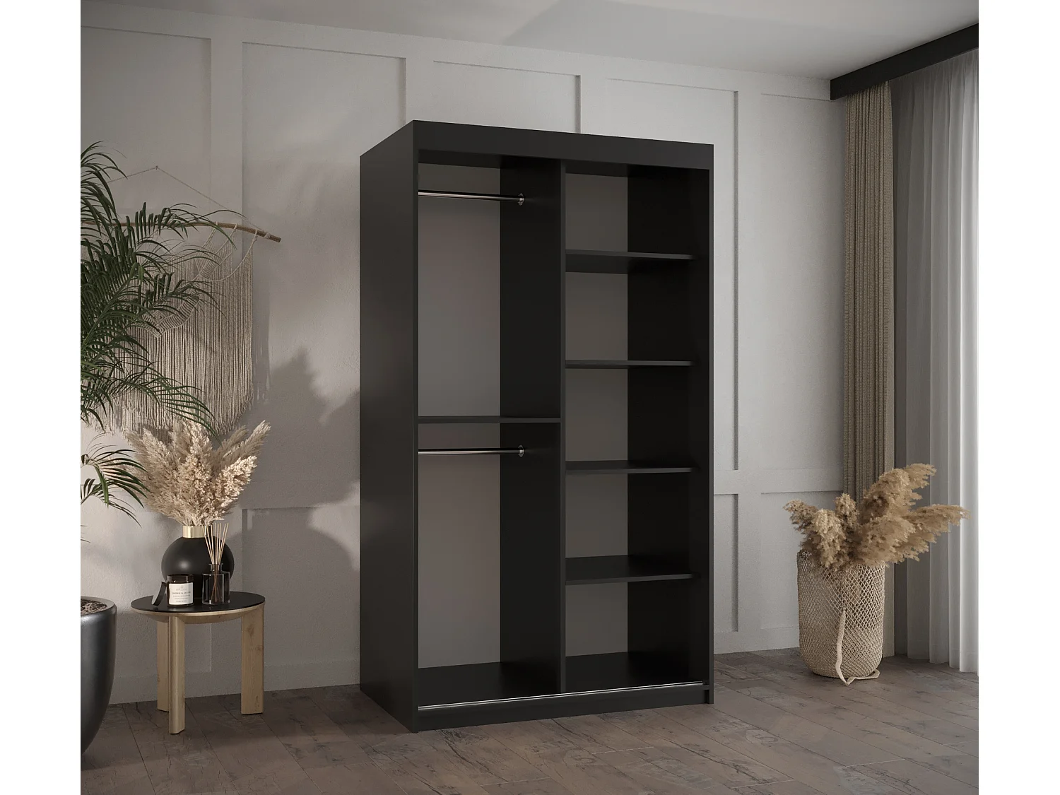 ARMOIRE PLECIONKA 2 À PORTES COULISSANTES 200/100/62 2 Portes (negro)