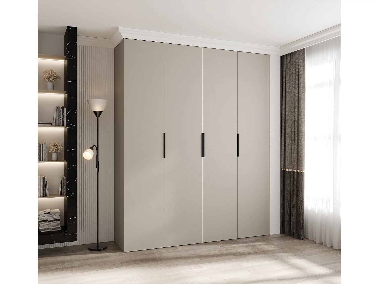 Drehtürenschrank Como 4 245,5/200/50 4-türig (Kaschmir/Schwarz)