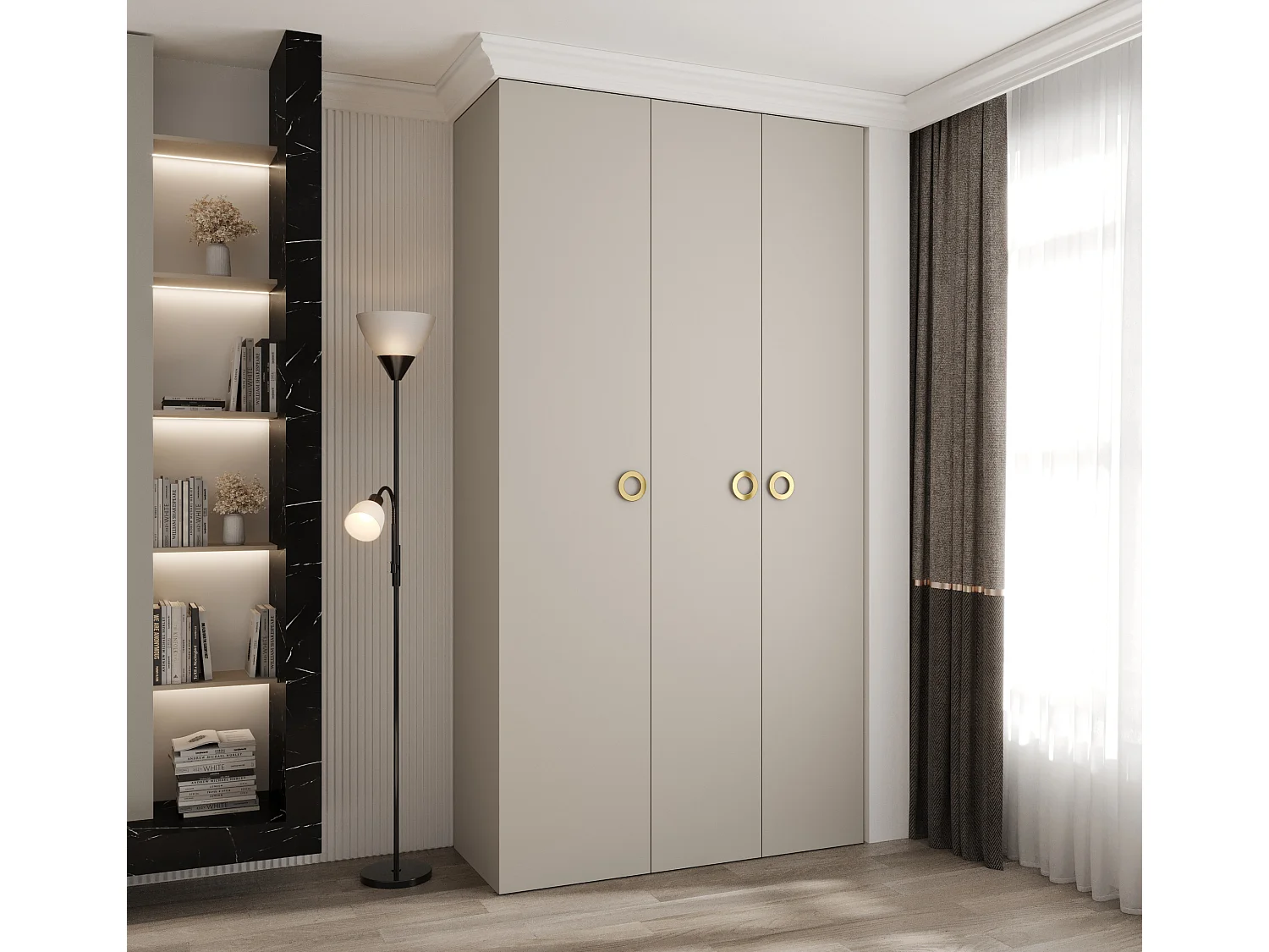 Armoire à portes battantes Como 1 245,5/130/40 3 portes (cachemire/or)