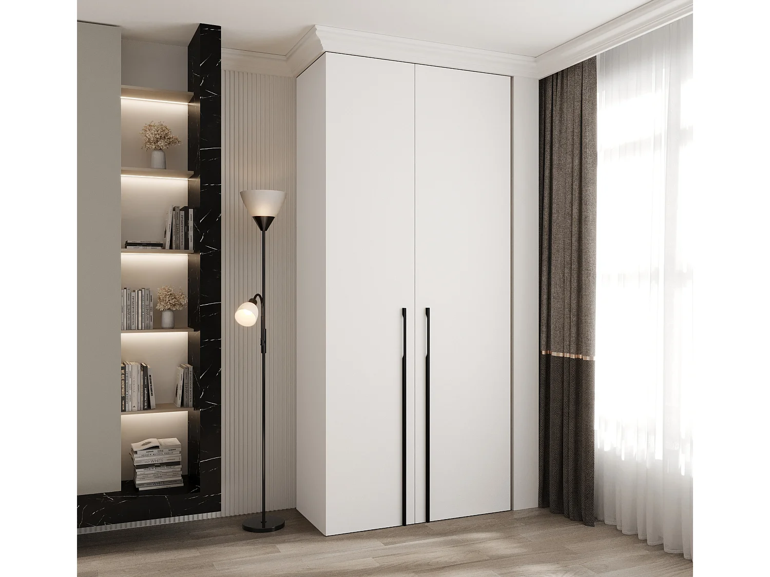 Armoire à portes battantes Como 3 245,5/110/40 2 portes (blanc/noir)