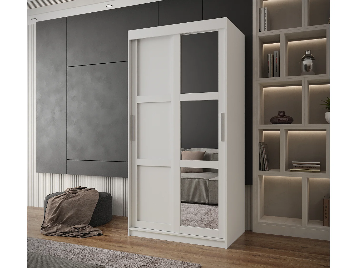 SCHWEBETÜRENSCHRANK MIROR 3 200/100/62 2-türig (Weiß)