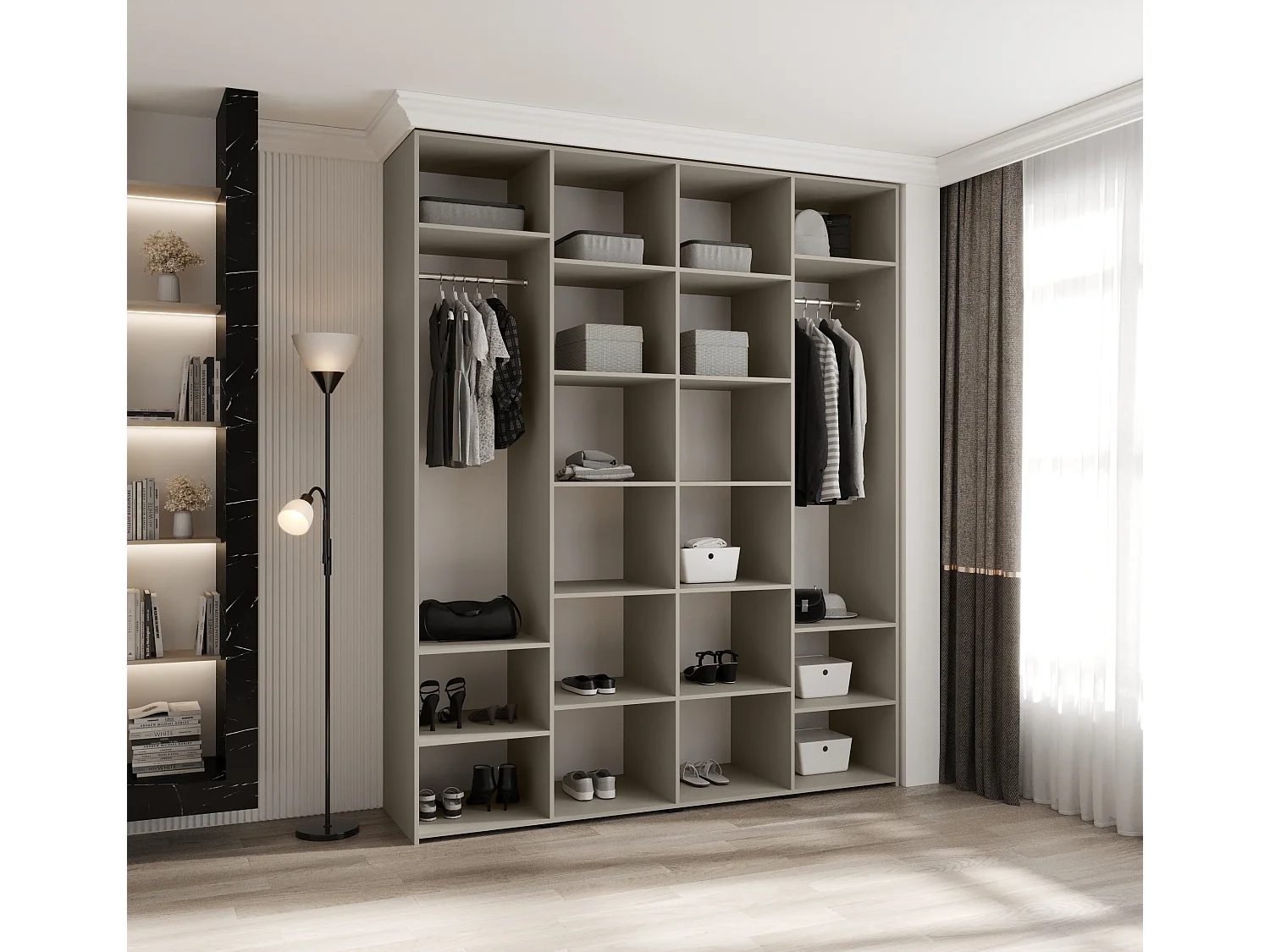 Armoire à portes battantes Como 1 245,5/200/50 4 portes (cachemire/or)