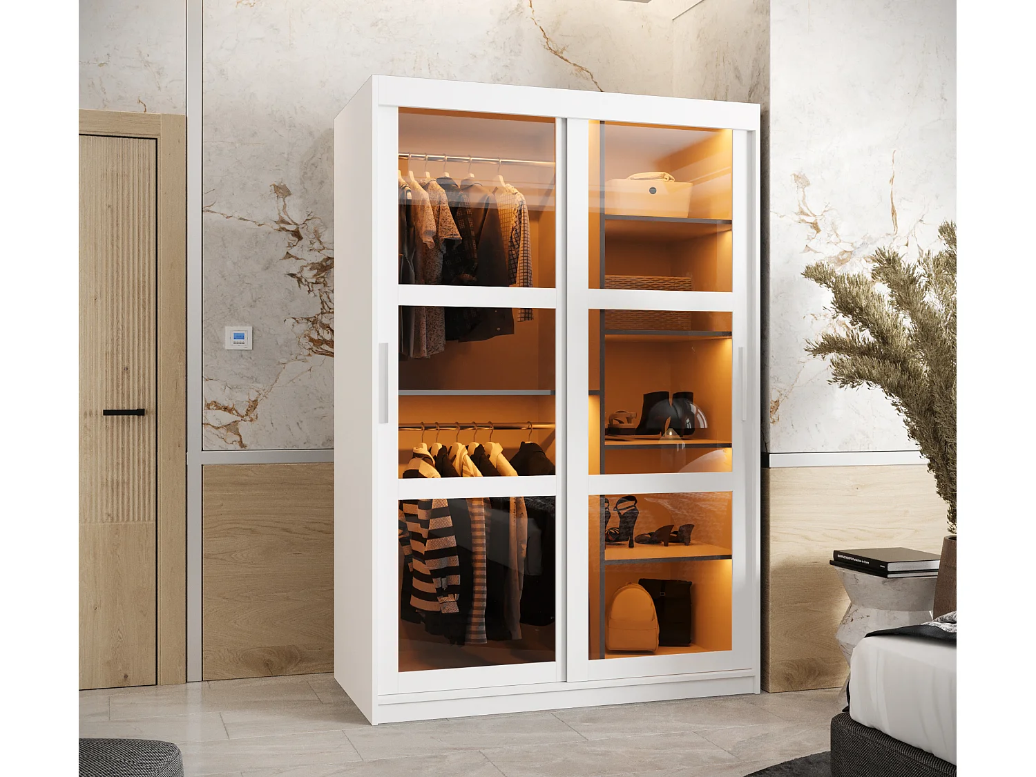 ARMOIRE DOME À PORTES COULISSANTES 200/120/62 2 Portes (blanc)