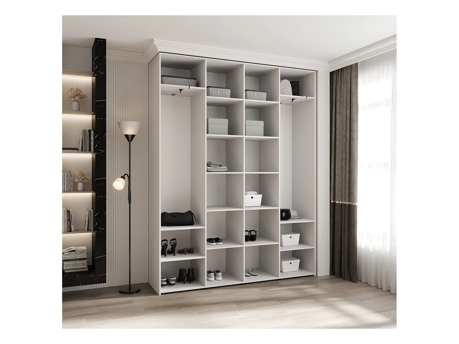 Armadio Como 3 a ante battenti 245,5/190/40 4 porte (bianco/nero)