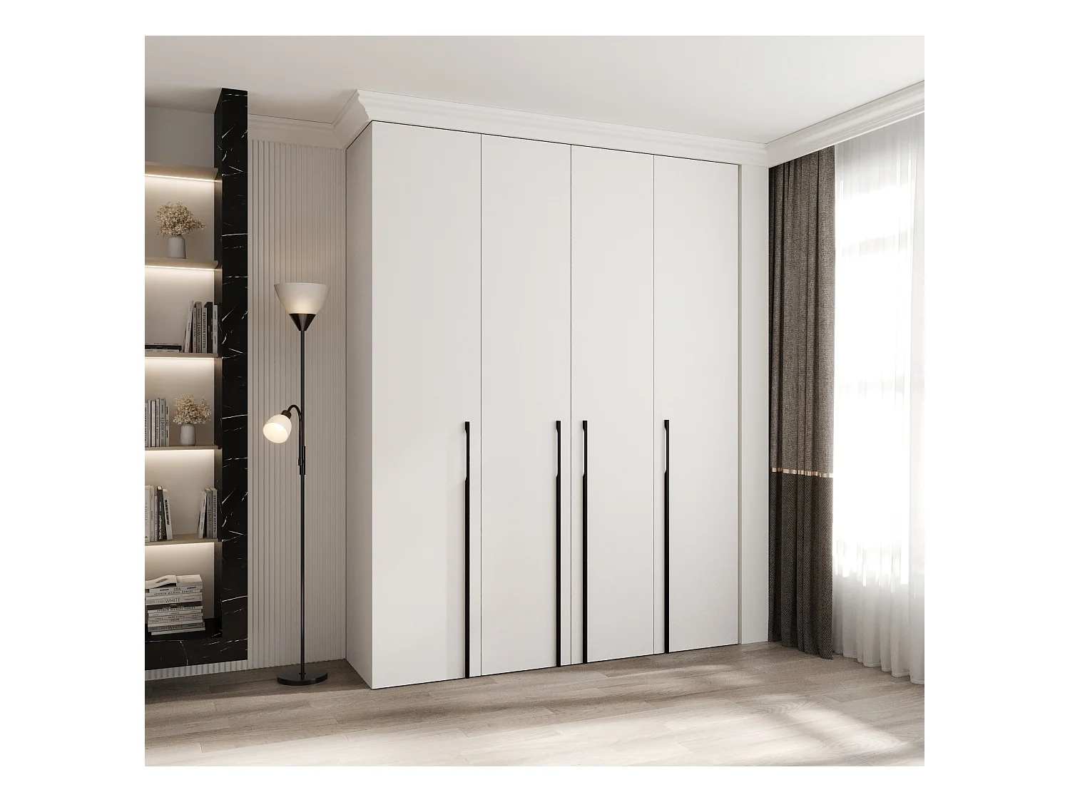 Armadio Como 3 a ante battenti 245,5/190/40 4 porte (bianco/nero)