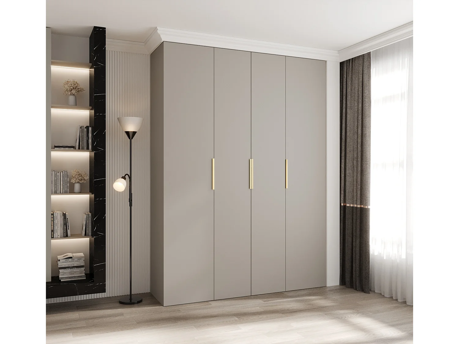 Armoire à portes battantes Como 4 245,5/180/40 4 portes (cachemire/or)