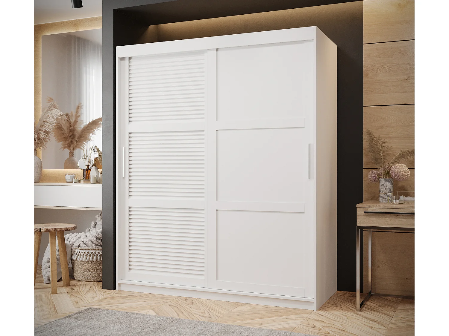 SCHWEBETÜRENSCHRANK ZALUZJA 3 200/150/62 2-türig (Weiß)