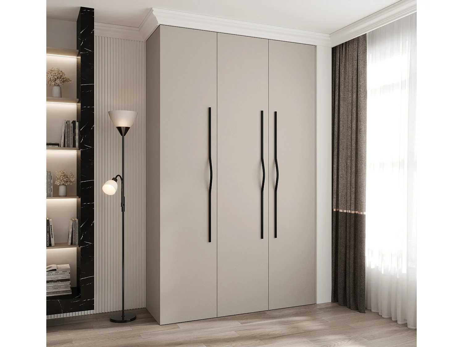 Armario Como 2 con puertas batientes 245,5/150/50 3 puertas (cachemira/negro)