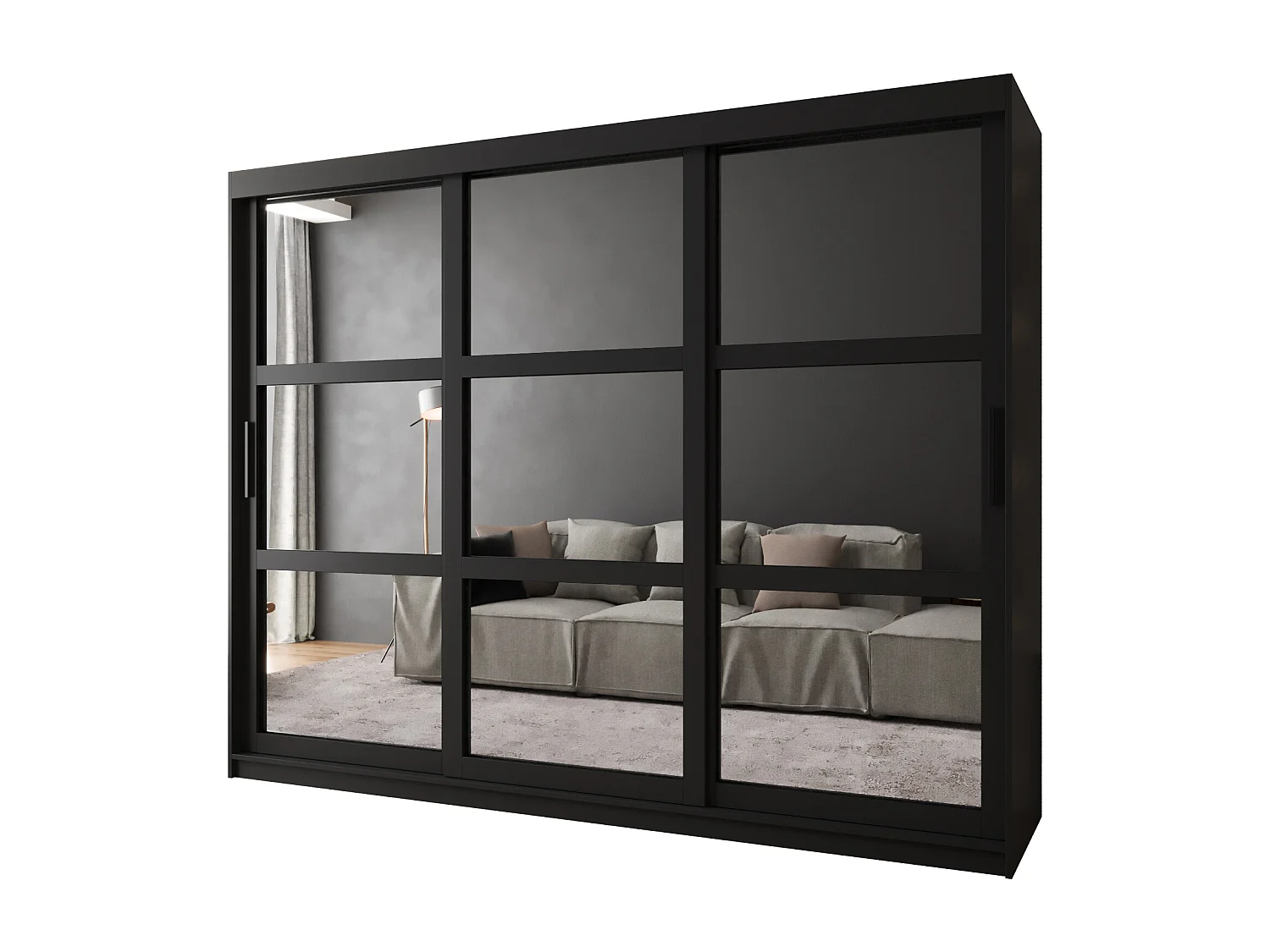 ARMOIRE MIROR À PORTES COULISSANTES 200/250/62 3 Portes (negro)