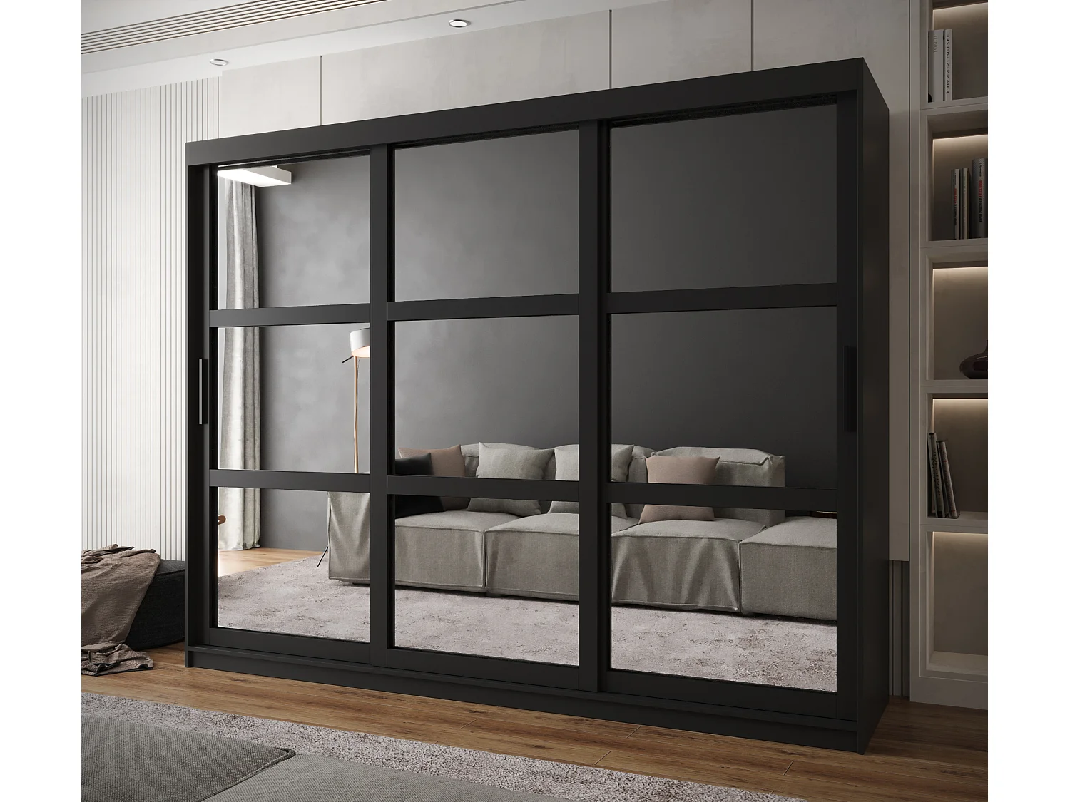 ARMOIRE MIROR À PORTES COULISSANTES 200/250/62 3 Portes (negro)