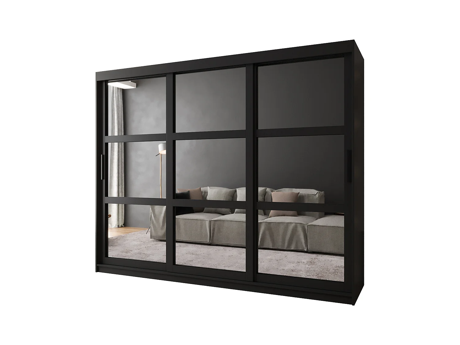 MIROR KLEDINGKAST MET SCHUIFDEUREN 200/250/62 2 deuren (zwart)