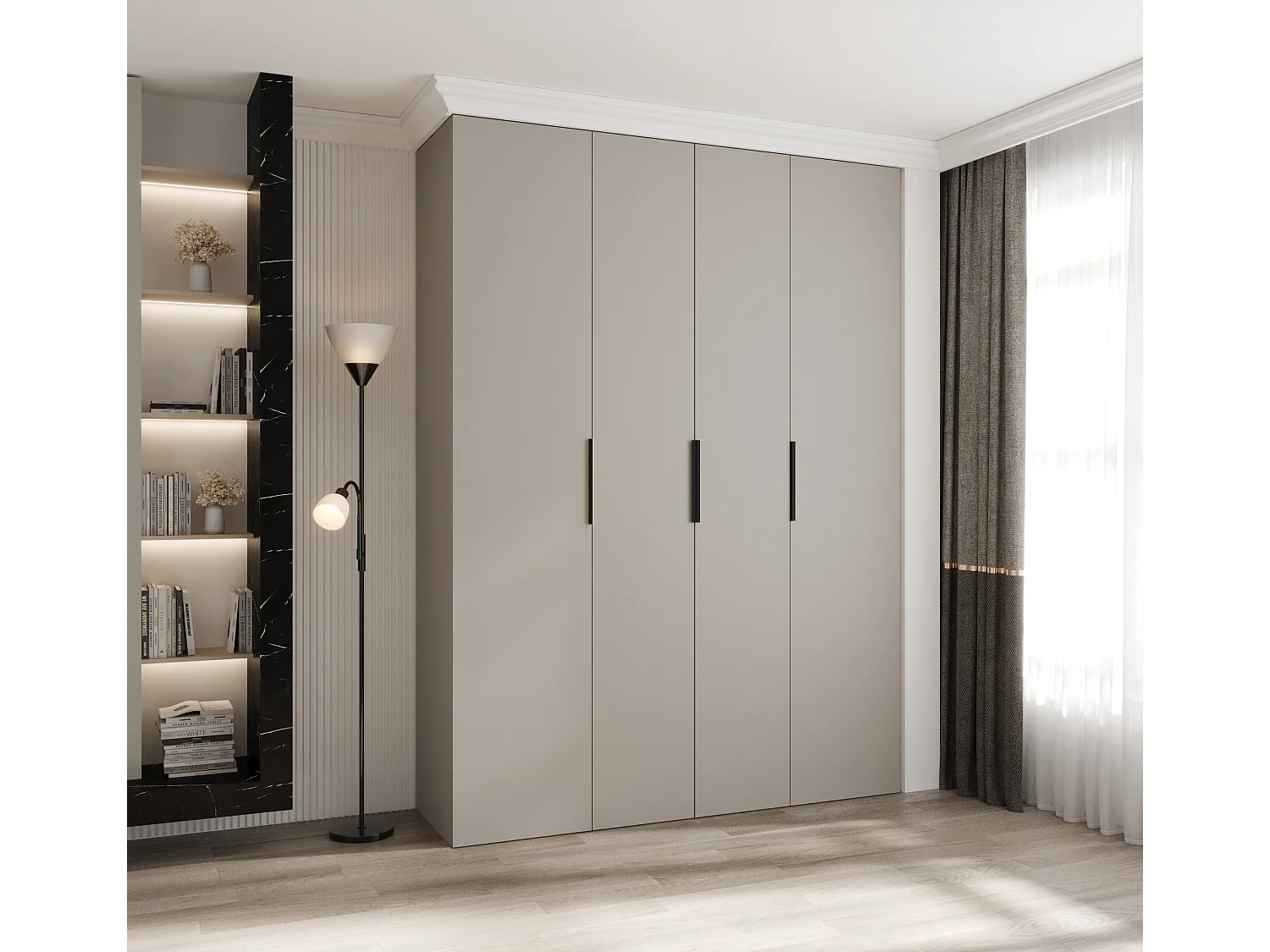 Armoire à portes battantes Como 4 245,5/180/50 4 portes (cachemire/noir)