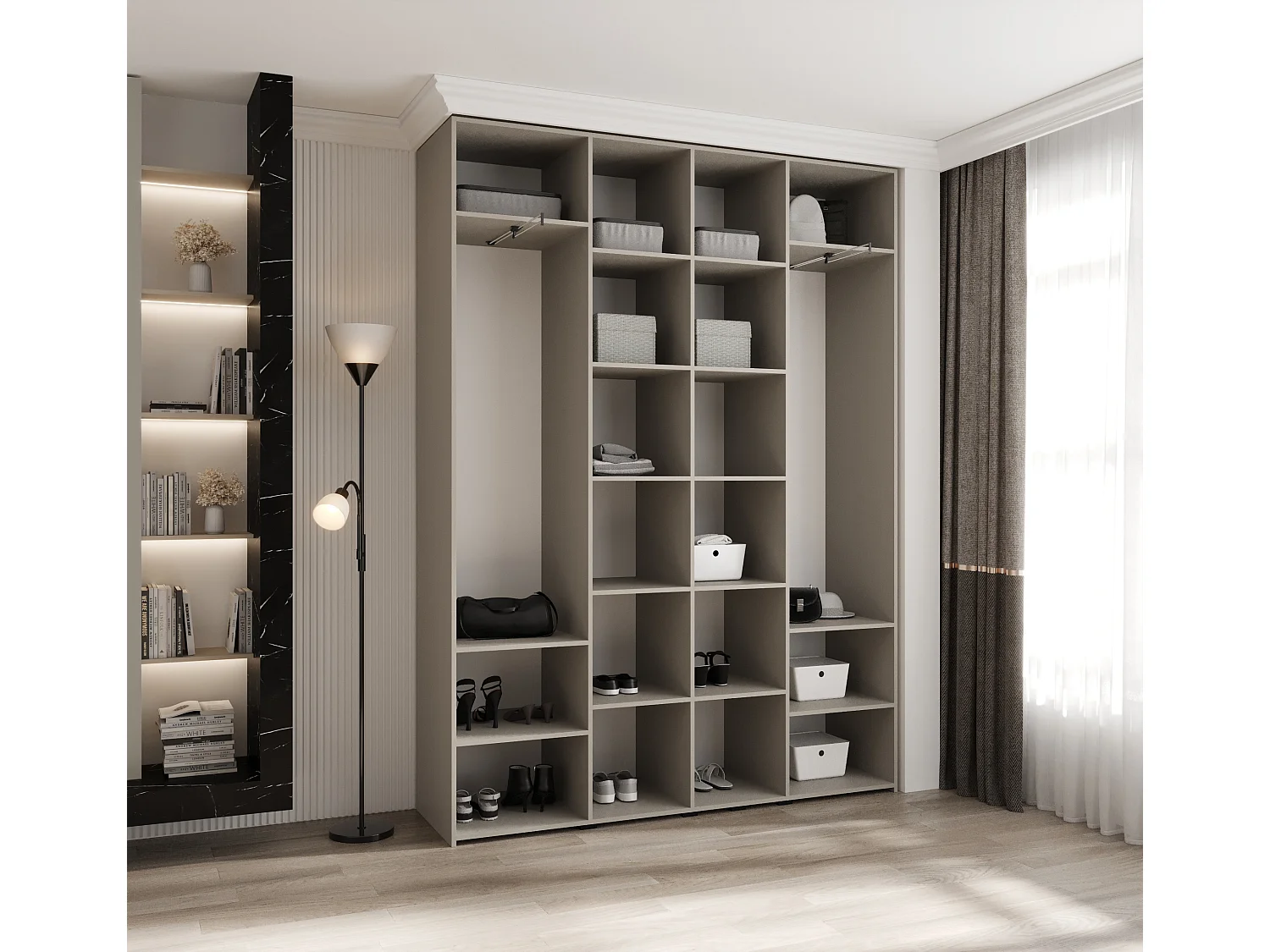 Drehtürenschrank Como 1 245,5/180/40 4-türig (Kaschmir/Schwarz)