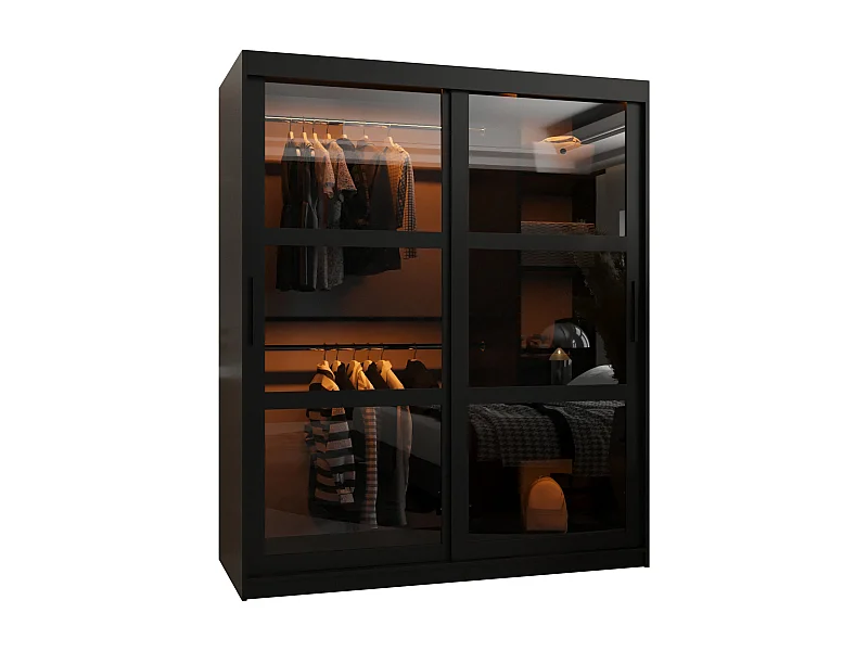 ARMOIRE DOME À PORTES COULISSANTES 200/150/62 2 Portes (negro)