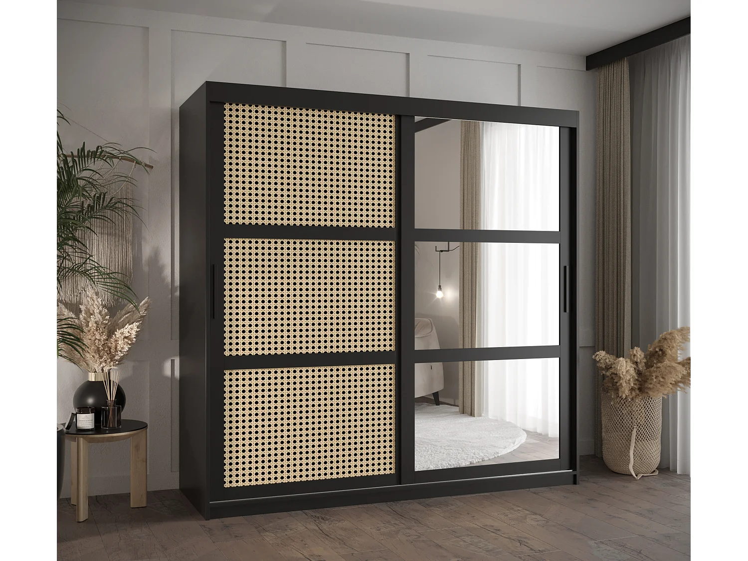 ARMOIRE PLECIONKA 2 À PORTES COULISSANTES 200/180/62 2 Portes (negro)