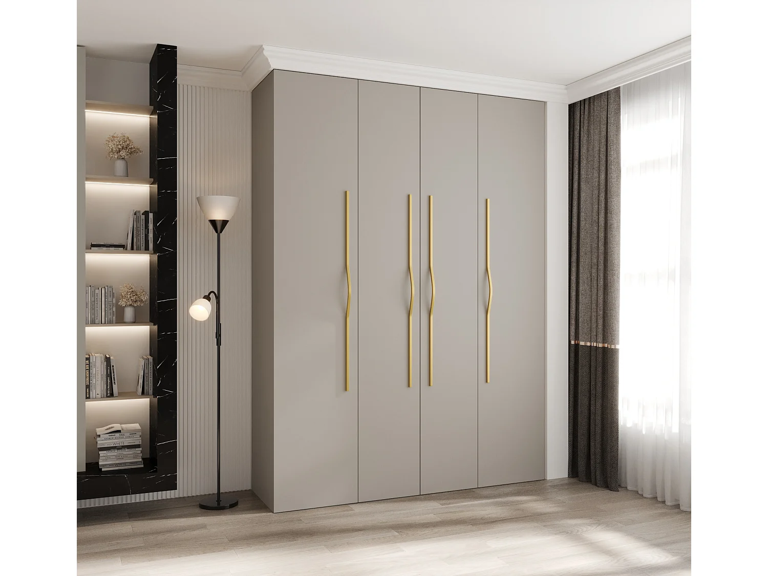 Armadio Como 2 a ante battenti 245,5/180/40 4 porte (cashmere/oro)