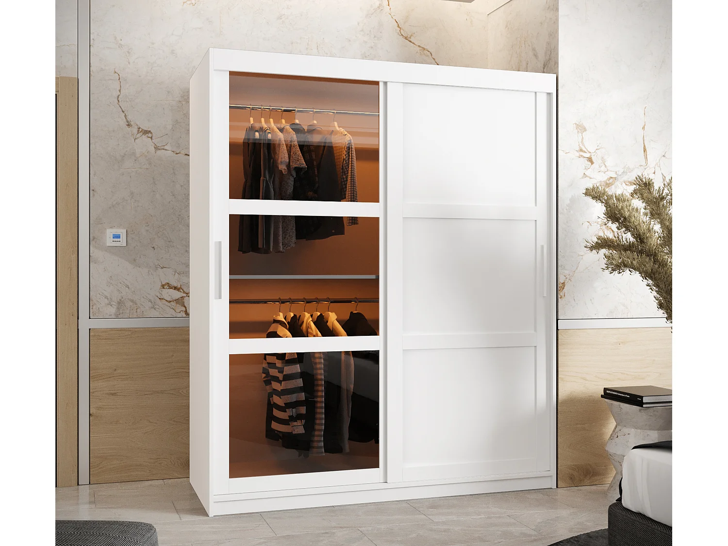 ARMOIRE DOME 3 À PORTES COULISSANTES 200/150/62 2 Portes (blanc)