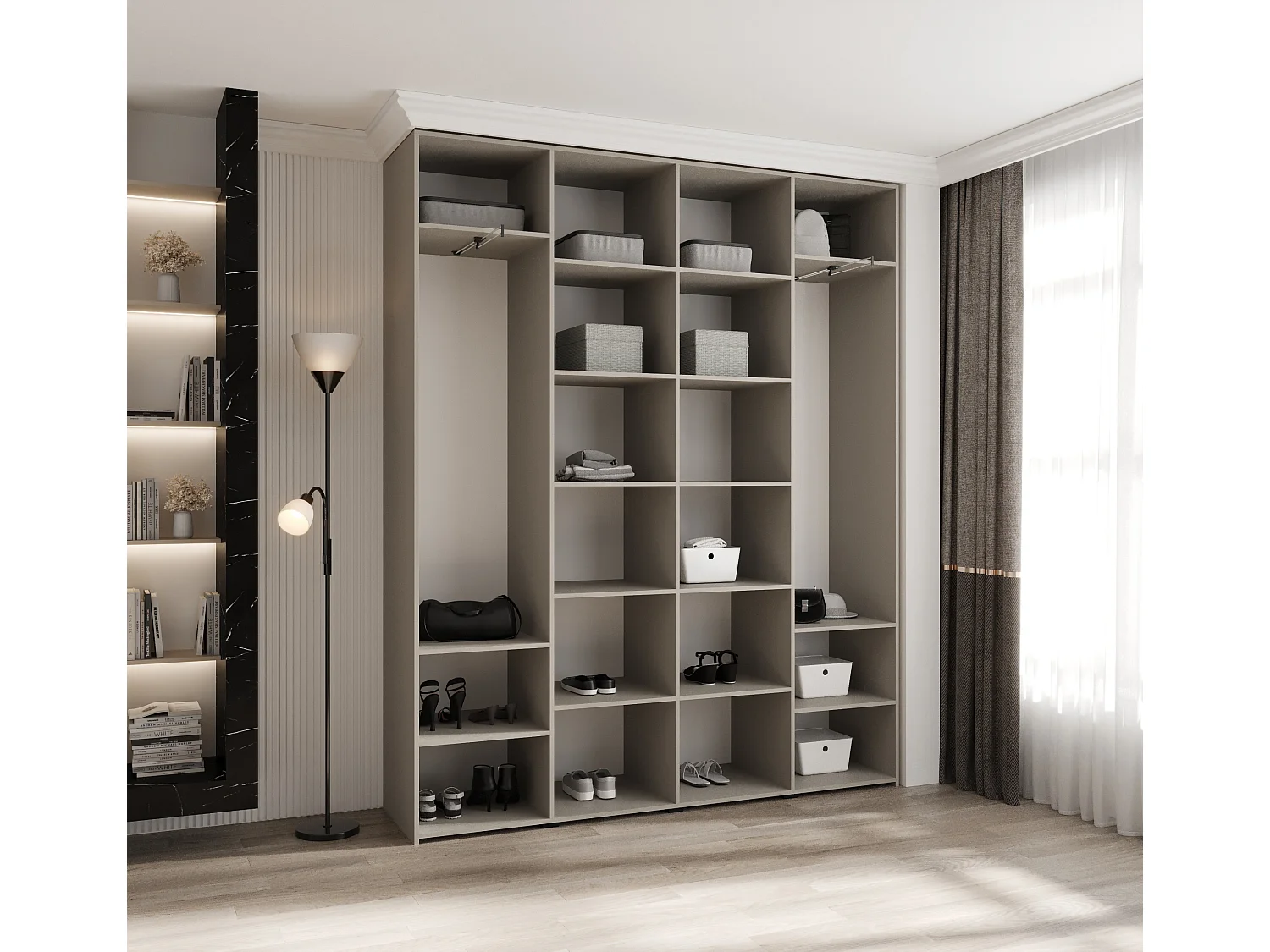 Armadio Como 3 a ante battenti 245,5/200/40 4 porte (cashmere/oro)