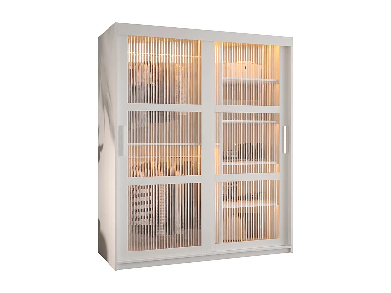 ARMOIRE FLUTES À PORTES COULISSANTES 200/150/62 2 Portes (blanc)