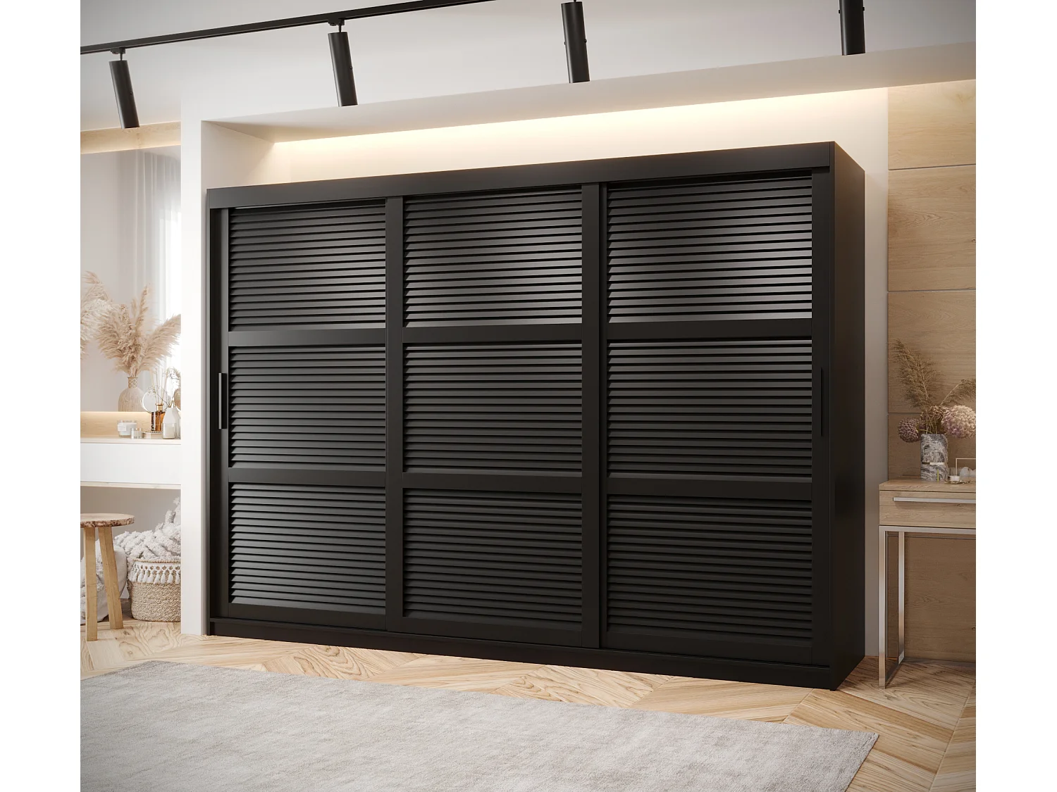 SCHWEBETÜRENSCHRANK ZALUZJA 200/250/62 3-türig (Schwarz)