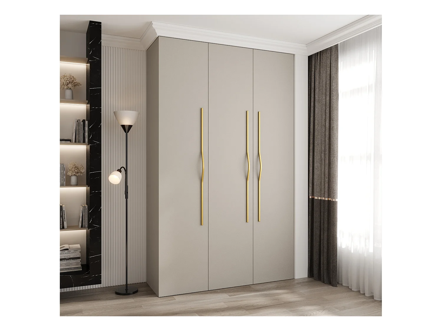 Drehtürenschrank Como 2 245,5/150/50 3-türig (Kaschmir/Gold)