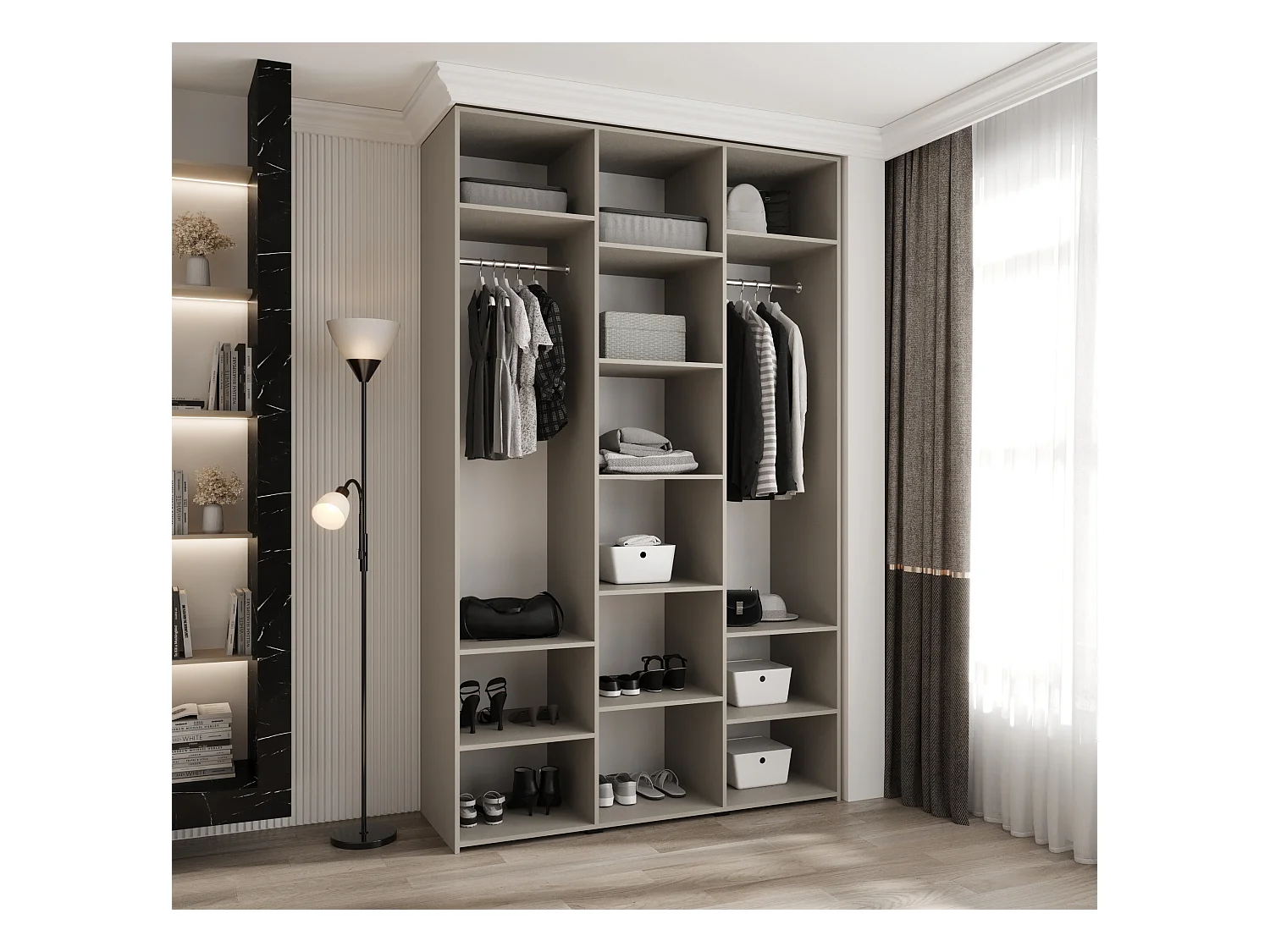 Drehtürenschrank Como 2 245,5/150/50 3-türig (Kaschmir/Gold)