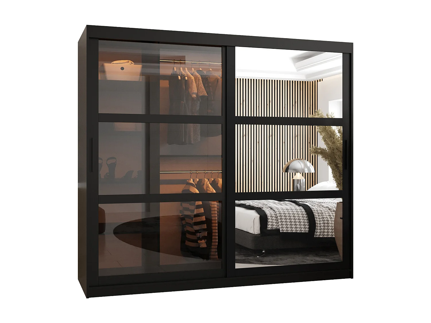 DOME 2 KLEDINGKAST MET SCHUIFDEUREN 200/200/62 2 deuren (zwart)