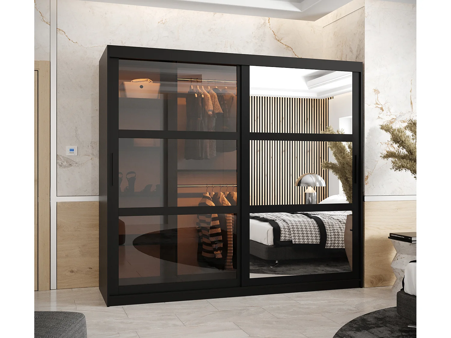 ARMOIRE DOME 2 À PORTES COULISSANTES 200/200/62 2 Portes (negro)